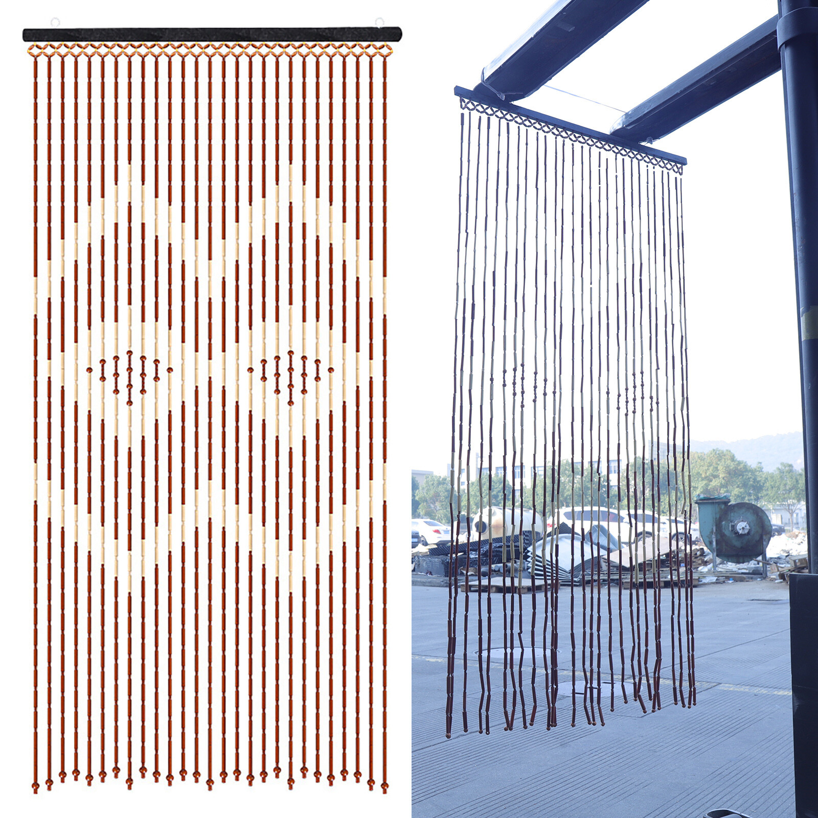 Bamboo Bead Curtain String Door Curtains Beaded Wooden Curtain fit for Doorway
