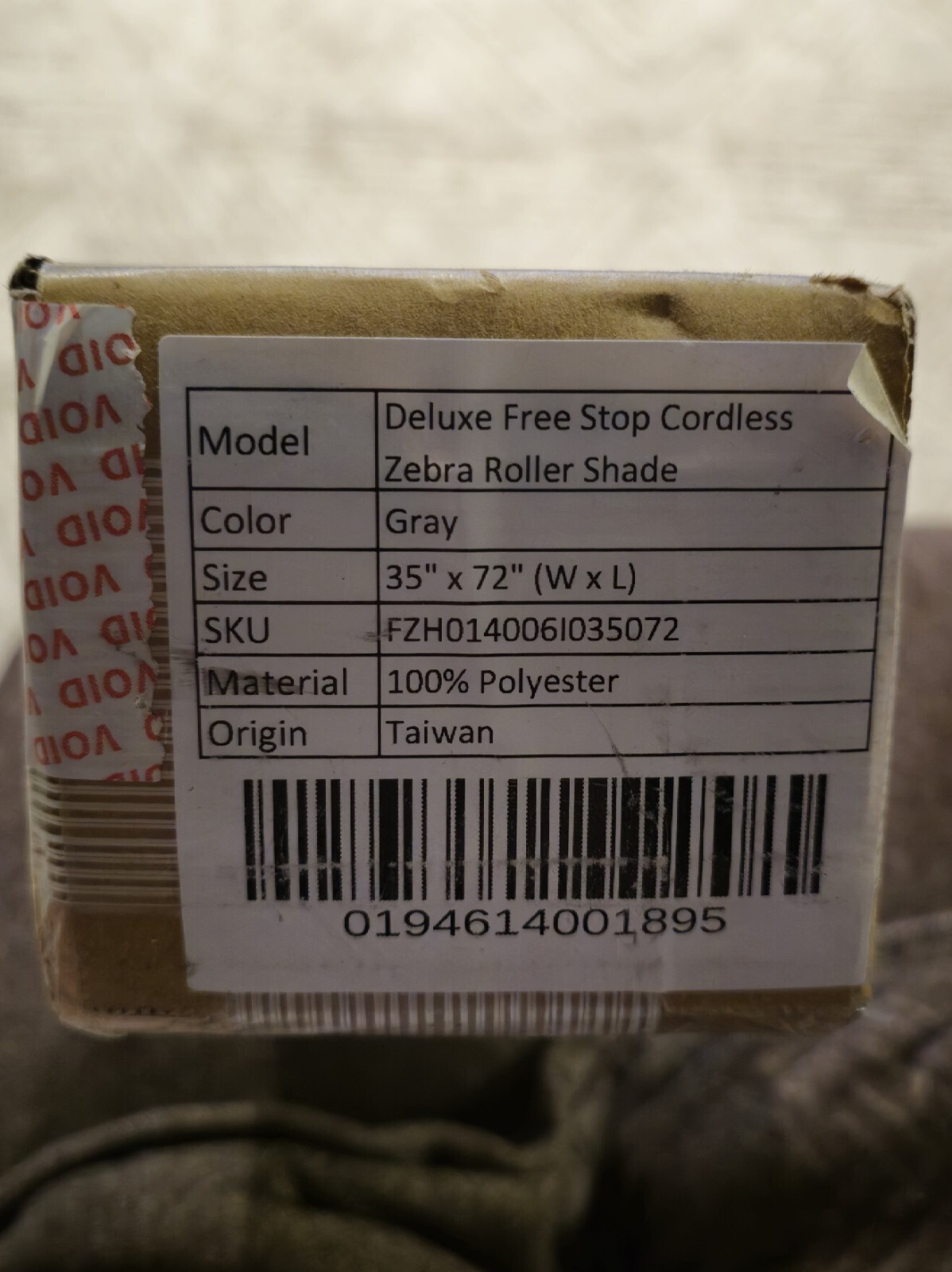 Godear Design Cordless Light Filtering Zebra Roller Shade Gray – 35″ W x 72″ L