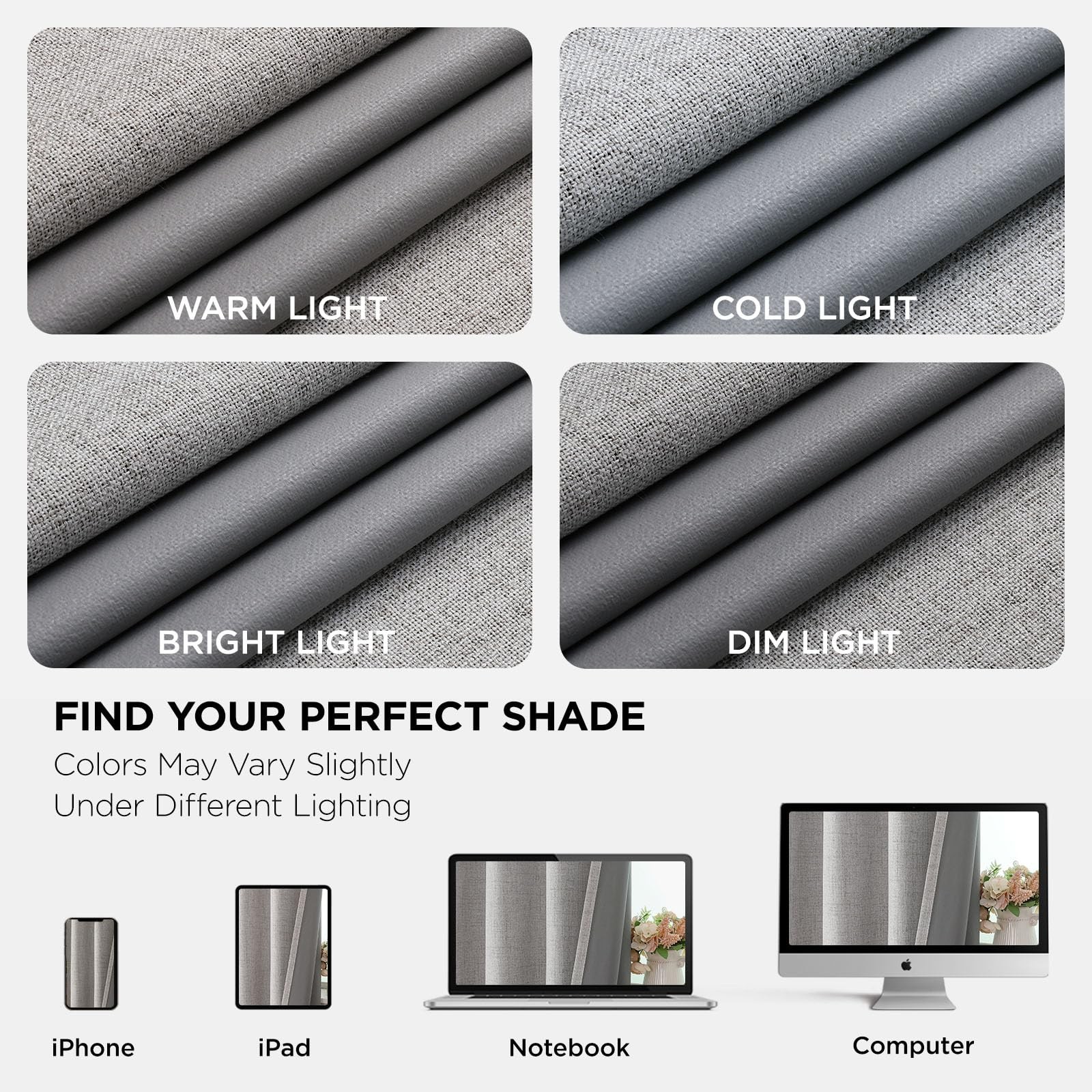 Joydeco 100% Blackout Curtains for Bedroom 84 Inch Long, Linen Black Out Curt…