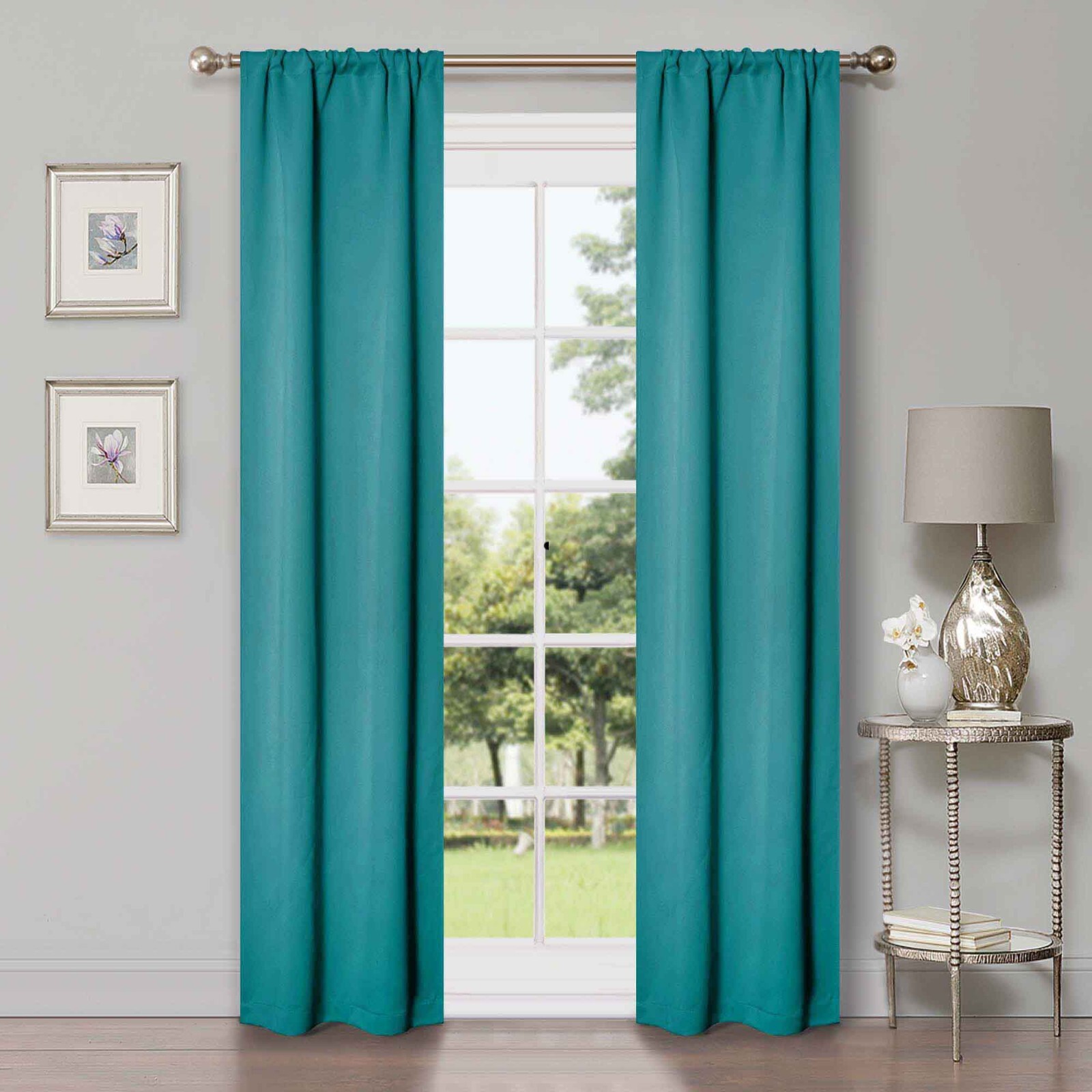Classic Modern Solid Room Darkening 26″ Wide Blackout Curtain Panels, Set of 2