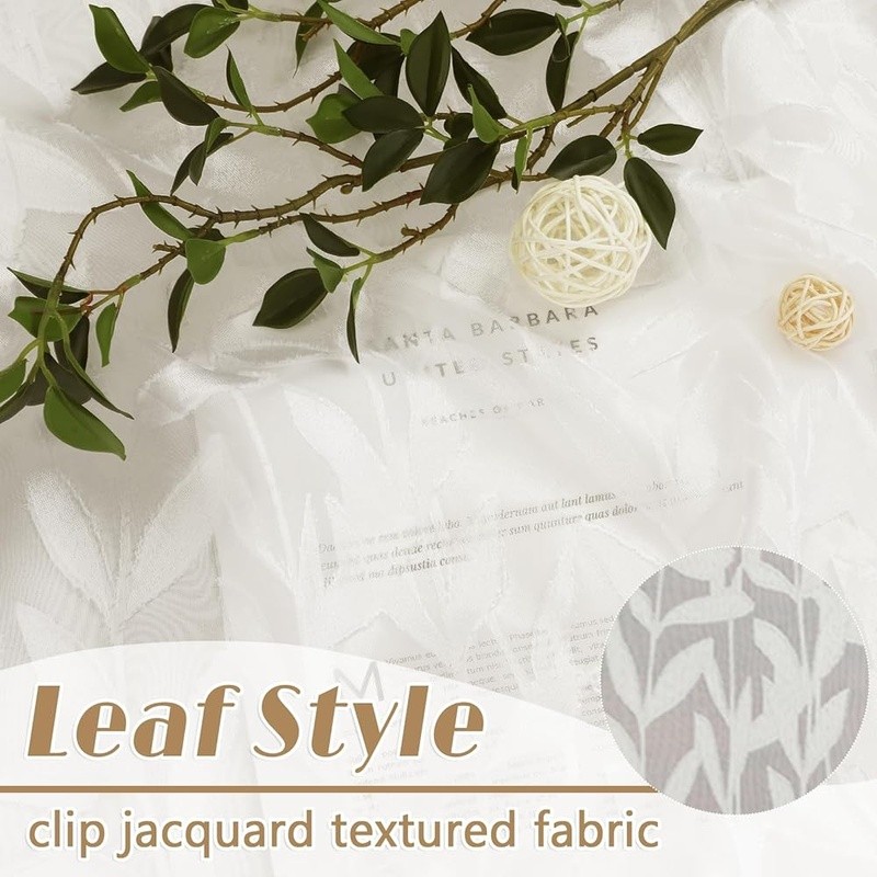Light Filtering Leaf Jacquard Curtains 63 Inch Home Living Room Dining Room New