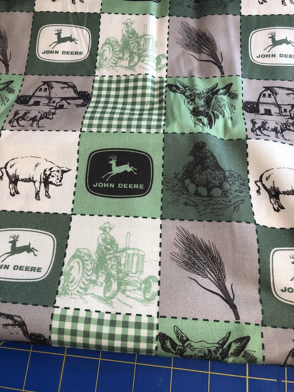 John Deere Green Brown Window Valance ForShipping 46 inches wide with a seam￼
