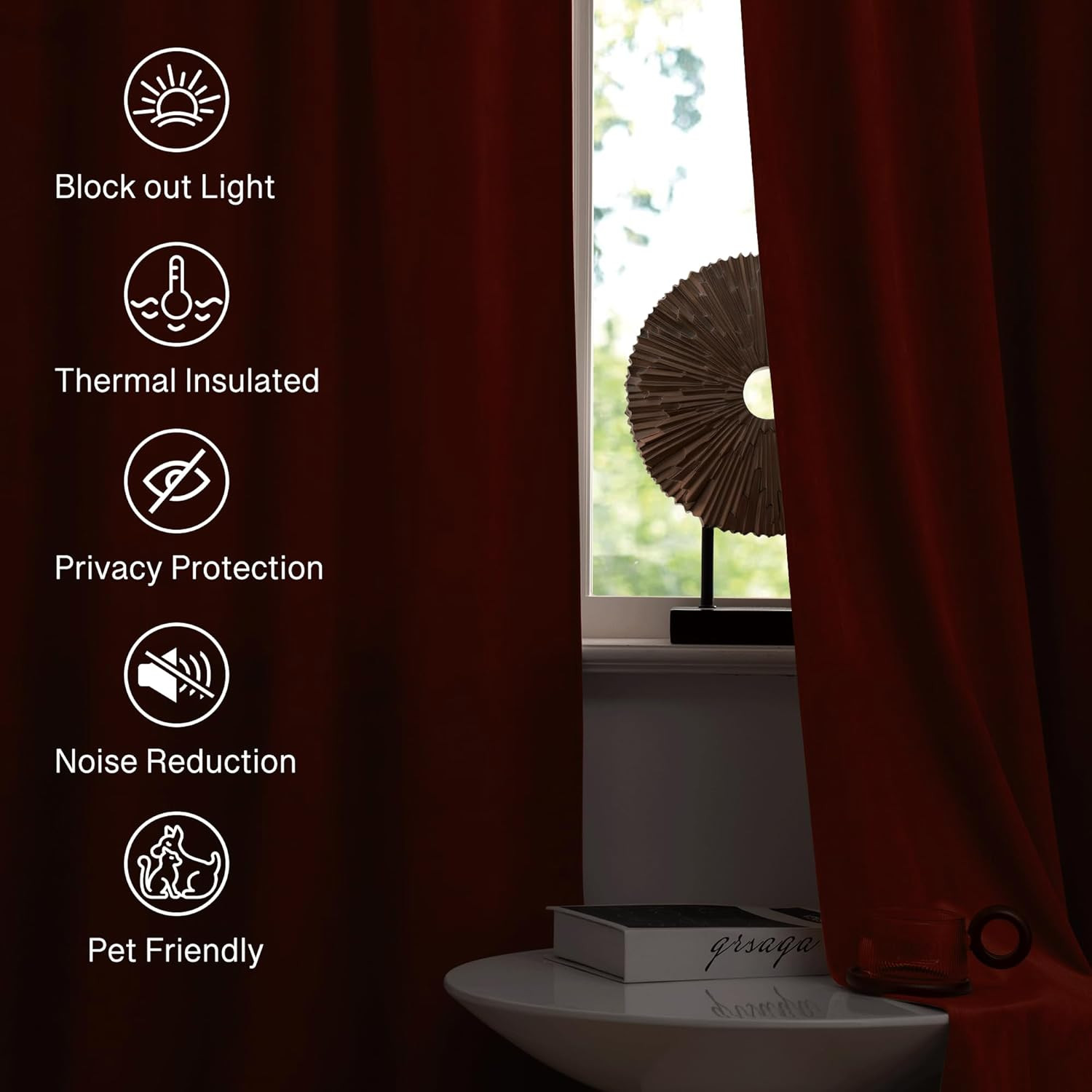 StangH Rust Velvet Curtains for Bedroom, Luxury Room Darkening Window Drapes The