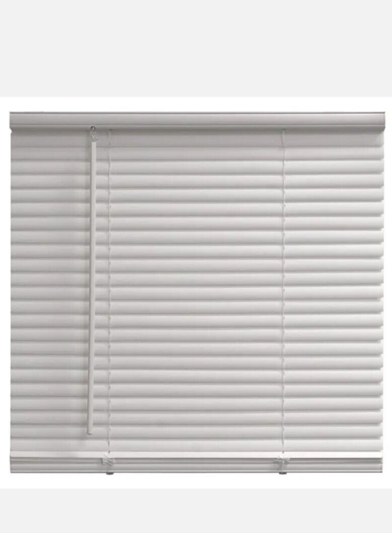 29″ W x 42″ L 1-in Cordless White Vinyl Light Filtering Mini Blinds Room Durable