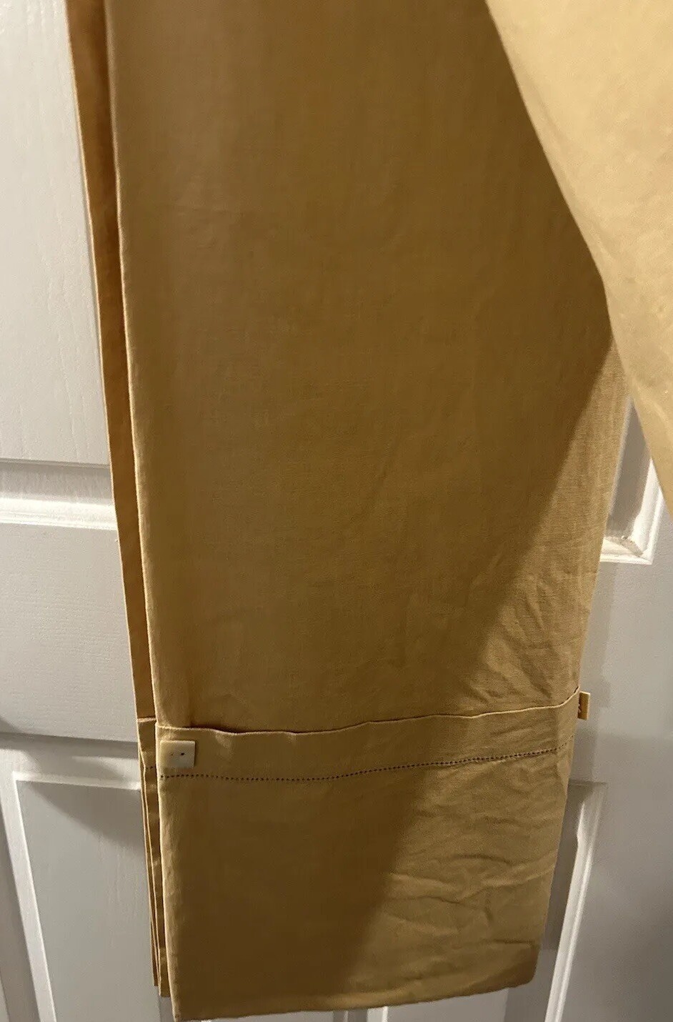 1 Croscill Tan window curtain panel Button Down Linen/Cotton 44”x84” New