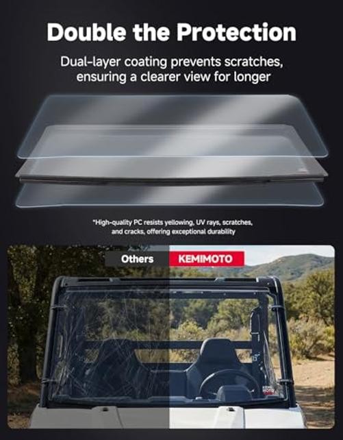 UTV Scratch-Resistant Front Windshield, Compatible with Polaris Ranger 150