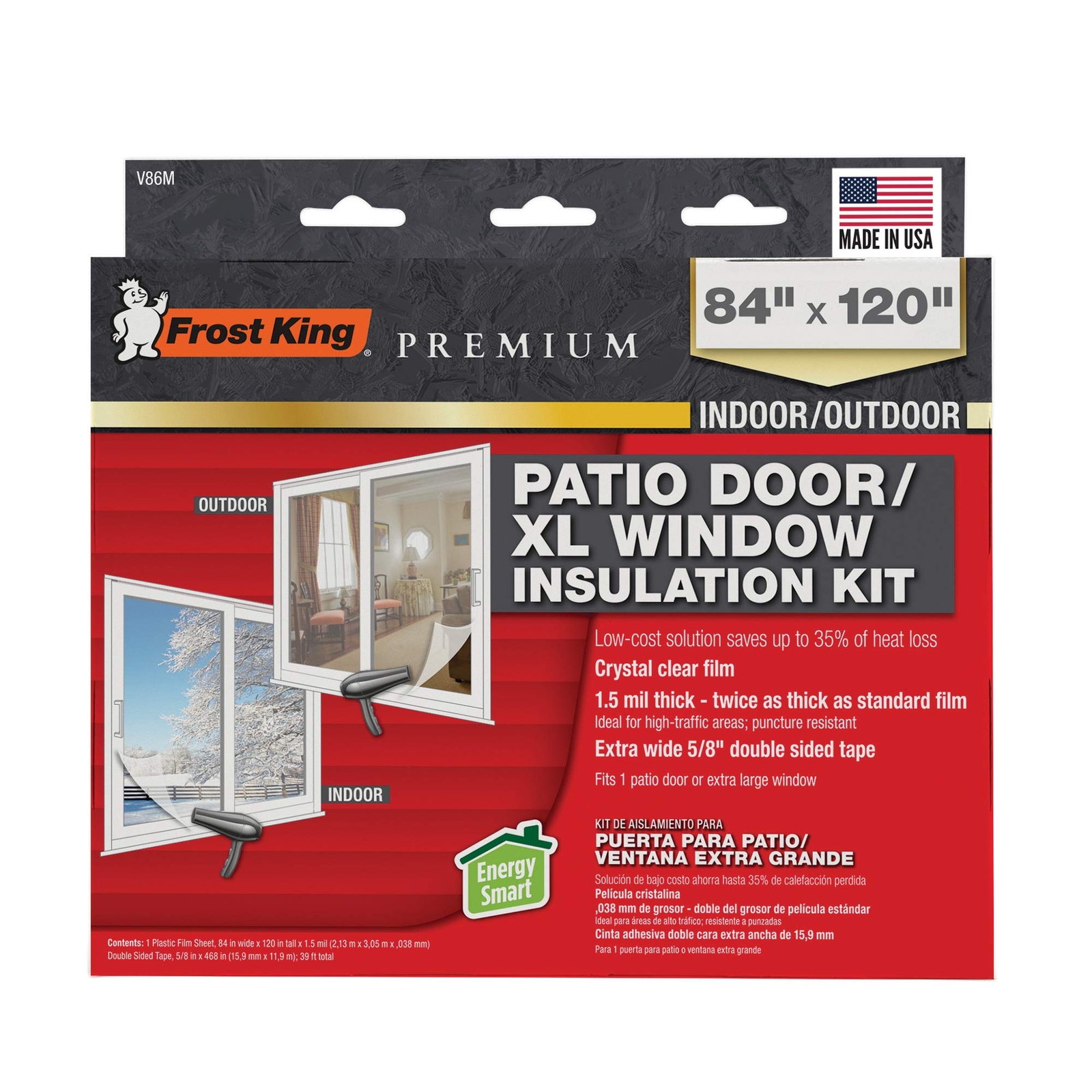Window Insulation Kit, Indoors, Heavy Duty, 42 x 62-In. 3-Pk.