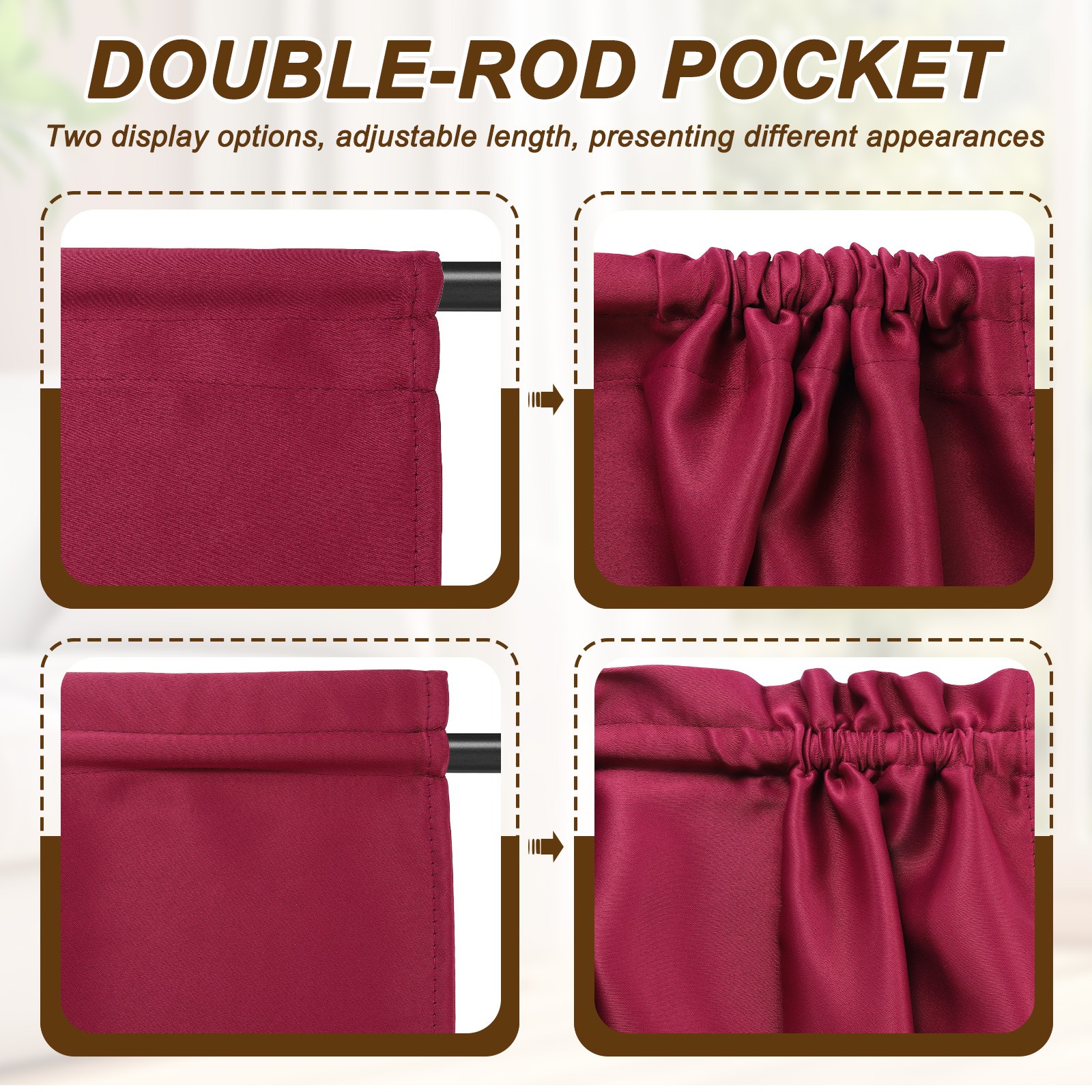 1 Pc French Door Curtain, 30″ x 40″ Blackout Drape, Burnt Orange