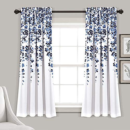 Weeping Flower Light 52″W x 63″L (Pack of 2) Navy & Blue Window Panels