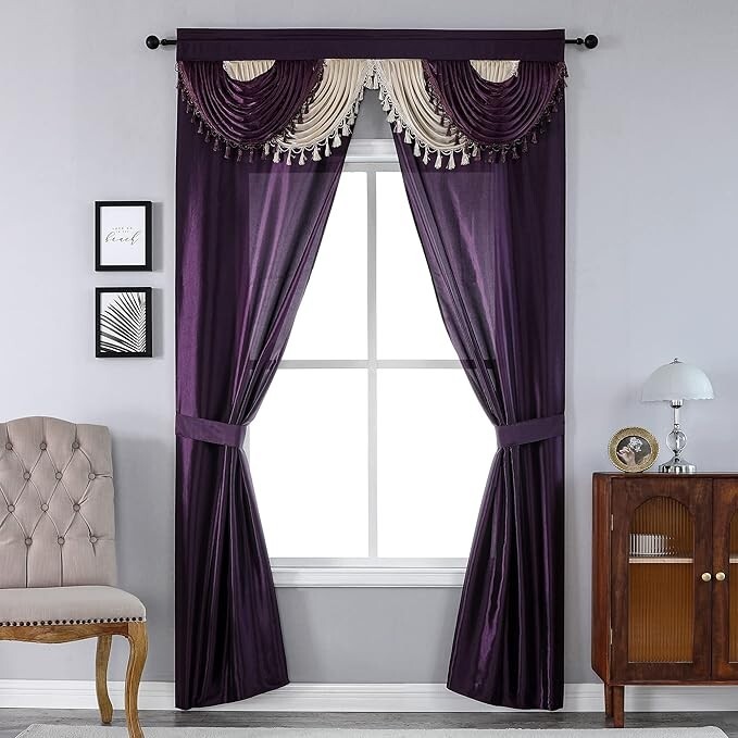 Regal Home Collections Amore 5-Piece Window Curtain Size 54X63, 54X95