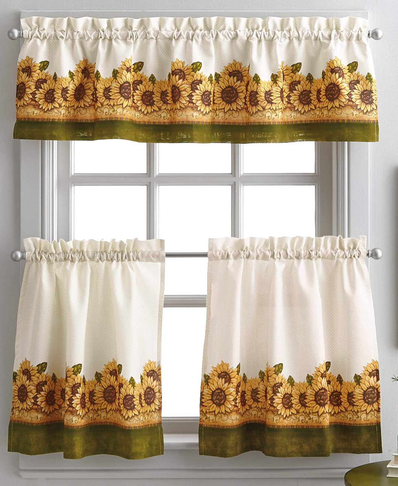 Sunflower Garden Tier & Valance Set, 56 x 36 Yellow, 3-Piece