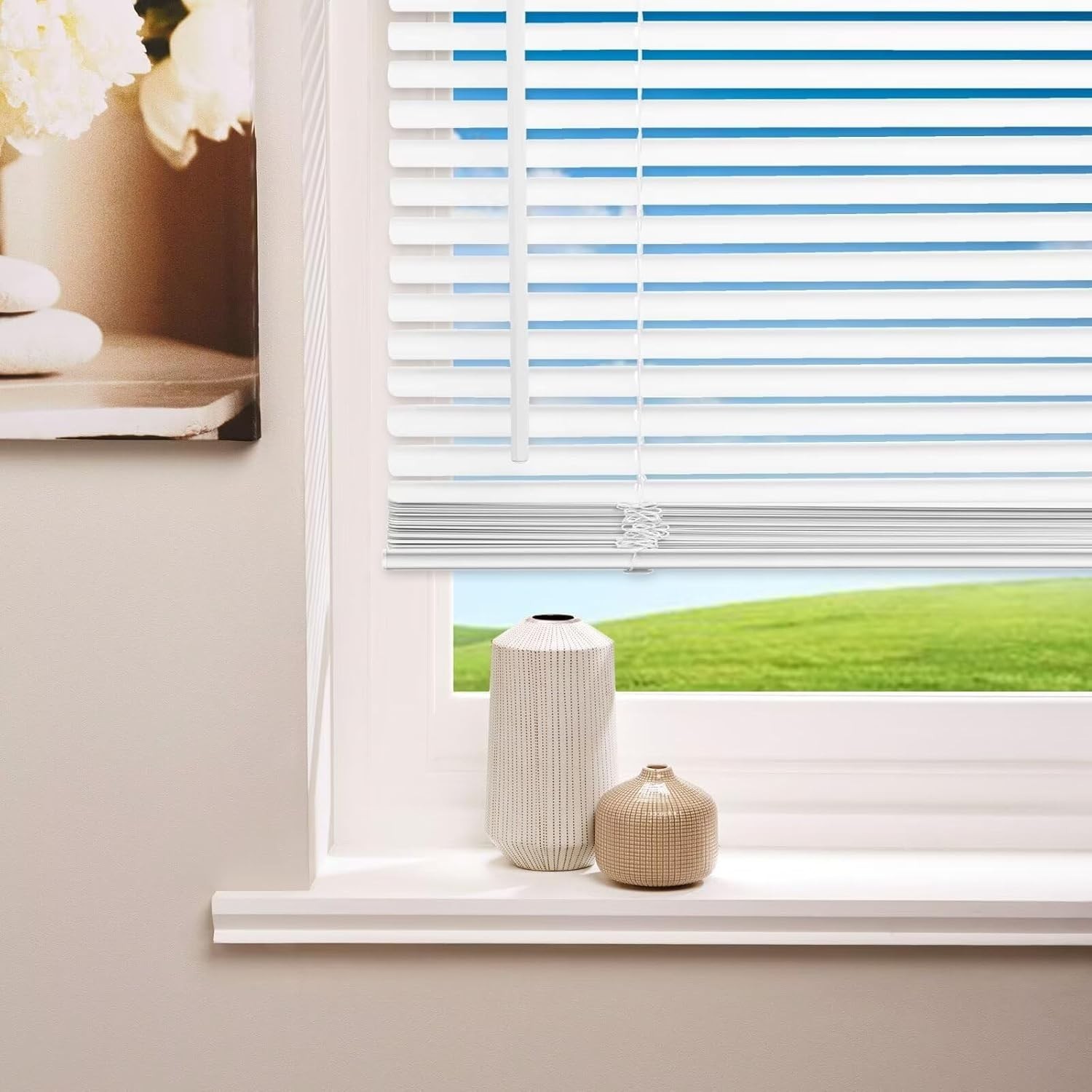 Changshade Cordless Venetian Vinyl PVC Blinds 1 Inch Horizontal Window Shades