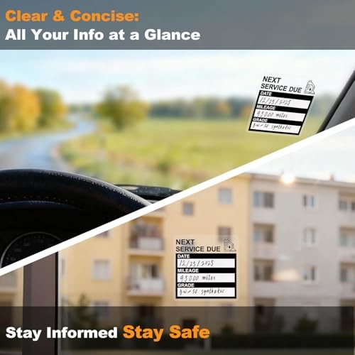 Static Cling Oil Change Stickers for Windshield, 120 Pcs 2×2 Inches No Glue No