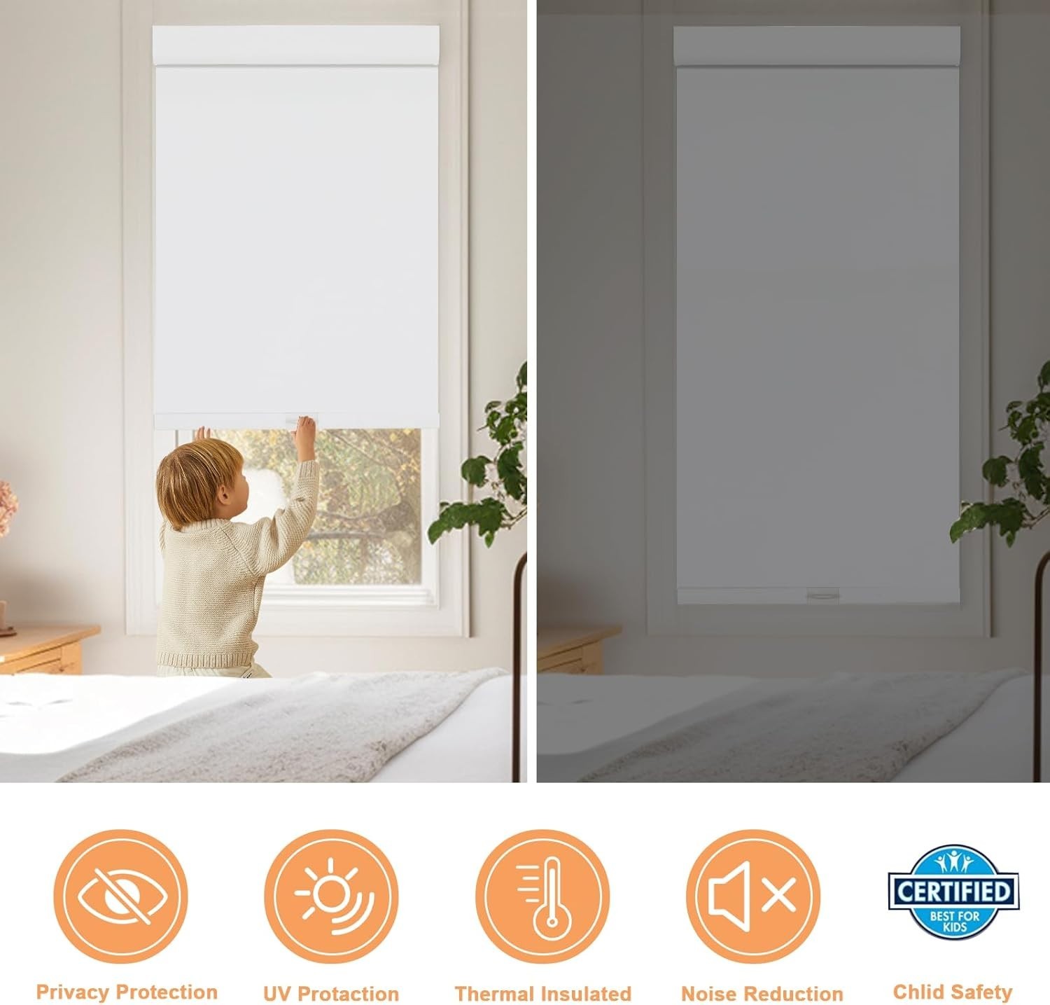 NEW Cordless Blackout Roller Shades for Windows Room Darkening Sz 23W x 72H