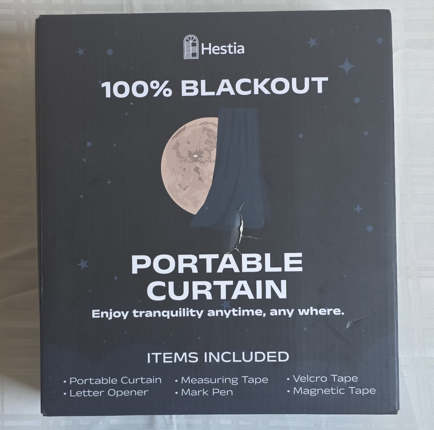 Hestia Portable Blackout Curtain Panel Black Waterproof UV Thermal Insulated