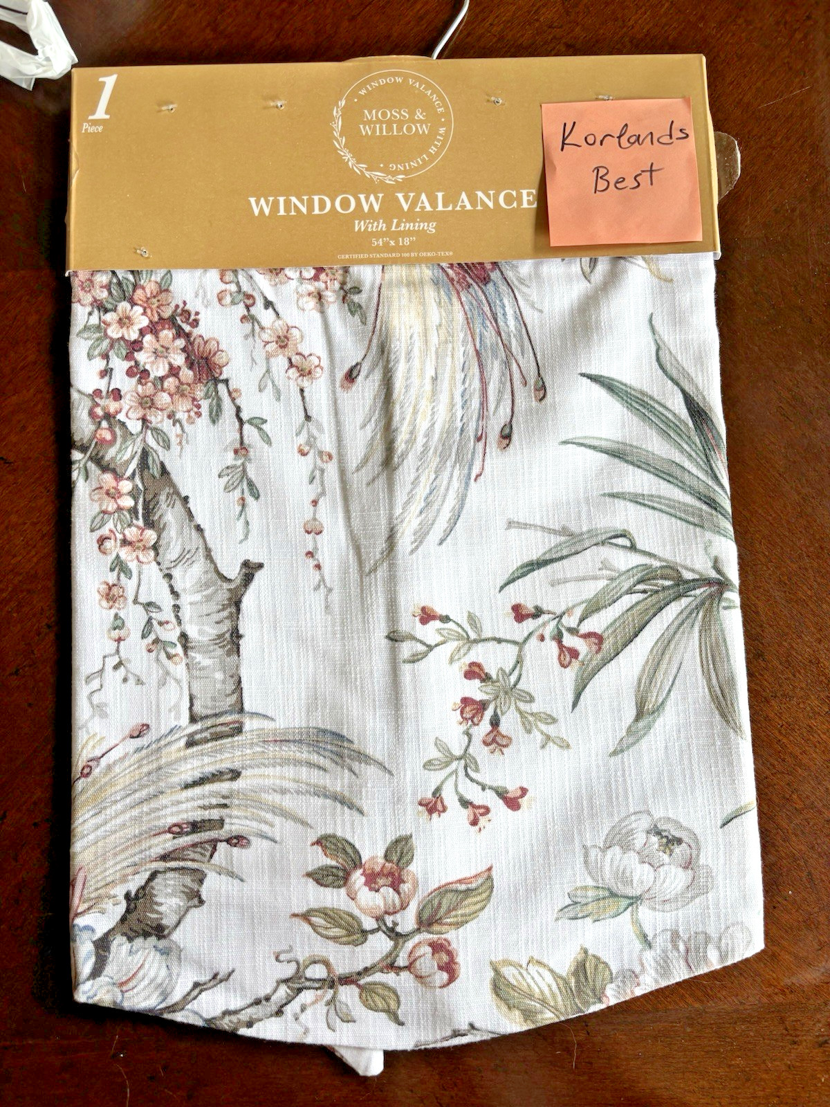 MOSS & WILLOW Window Valance Birds Garden Floral Botanical Lined 54″ x 18″