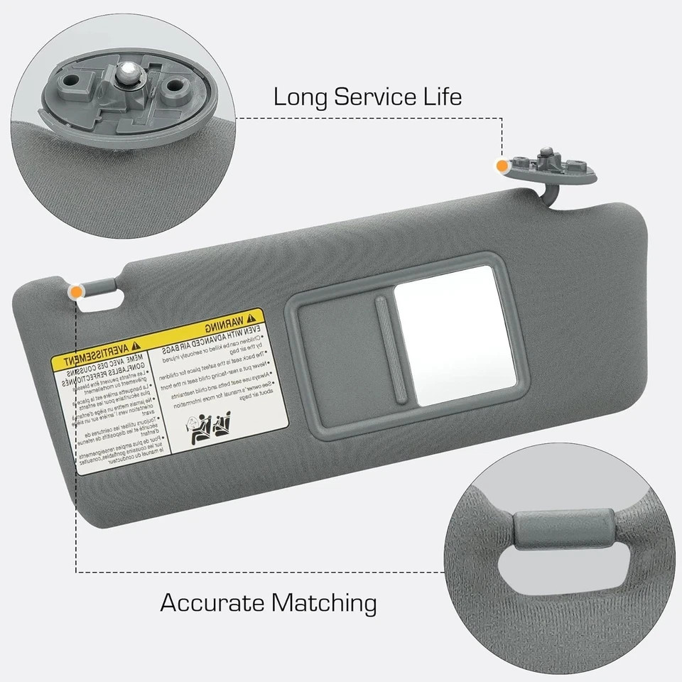 Right Passenger Side Sun Visor Fit for Tacoma 2005 2006 2007 2008 2009 2010 2011