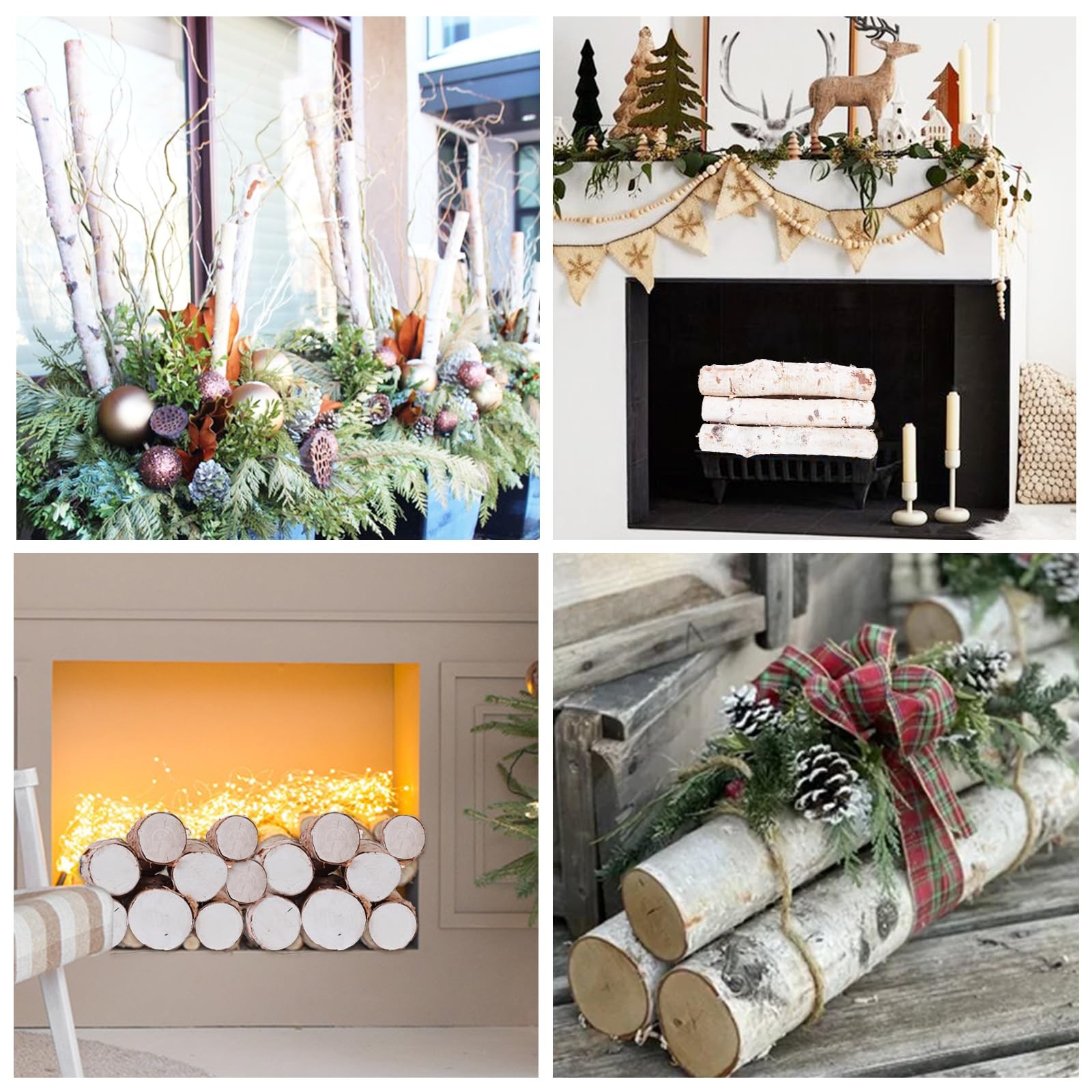 8 Pack Birch Logs for Fireplace Decor Crafts Versatile Unfinished Wood Gas Fi…