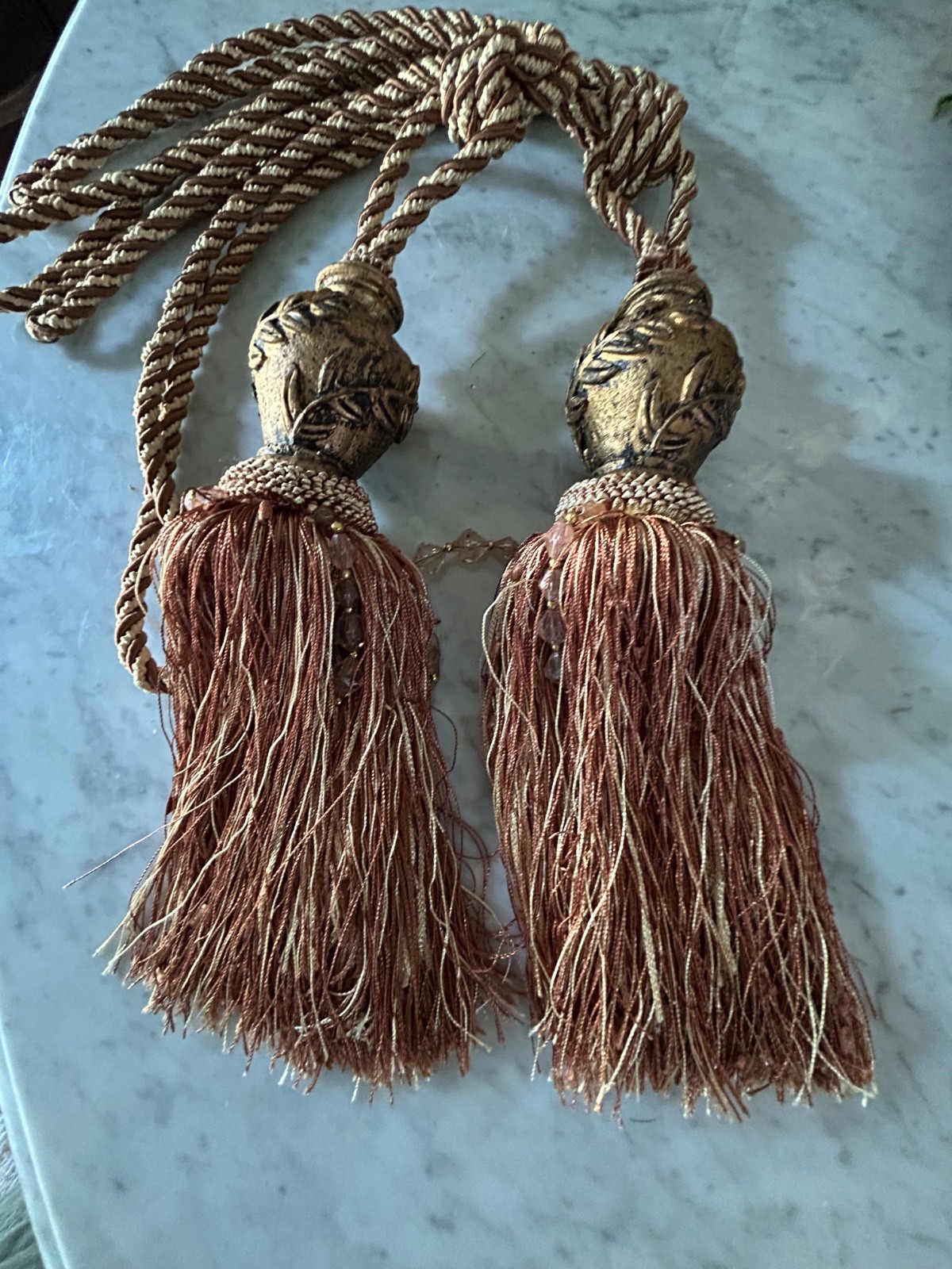 4 large Twisted Rope Carved Drapes Curtain Tie Back Tassels