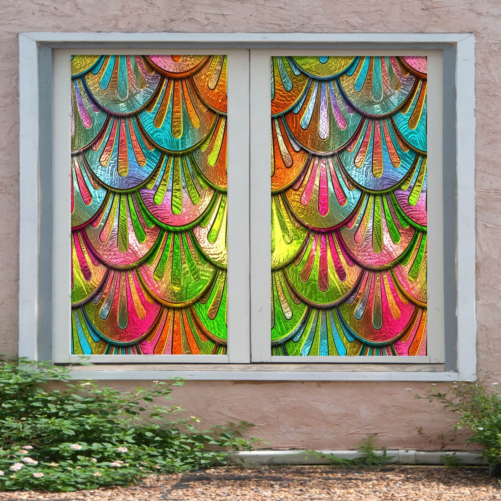 3D Scale Pattern A181 Window Film Print Sticker Cling Stained Glass UV Sinsin