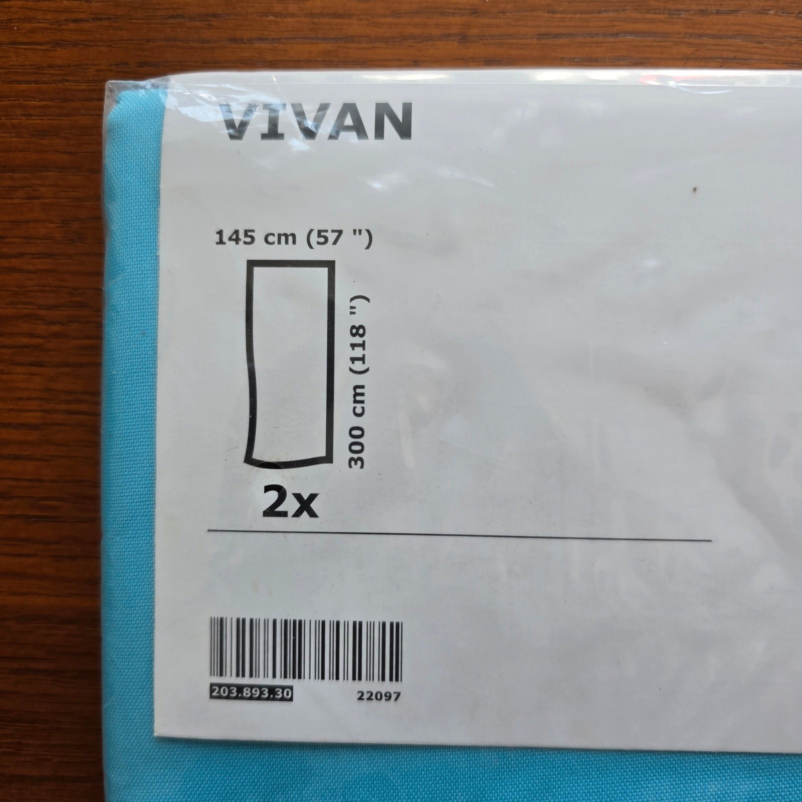 IKEA Vivan Curtains LONG Pair 57×118 Turquoise Blue Textured Panels 203.893.30