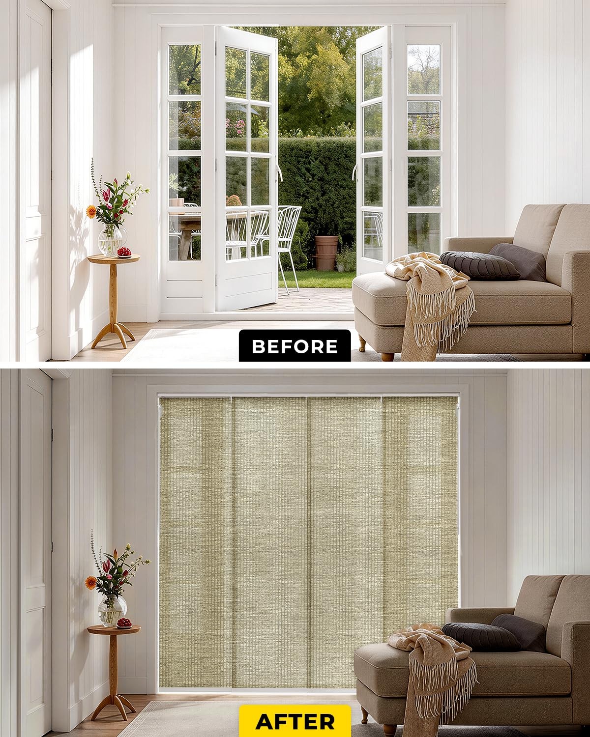 Adjustable Panel Track Blinds for Sliding Glass Door, Cut-to-Height Fabric Pa…