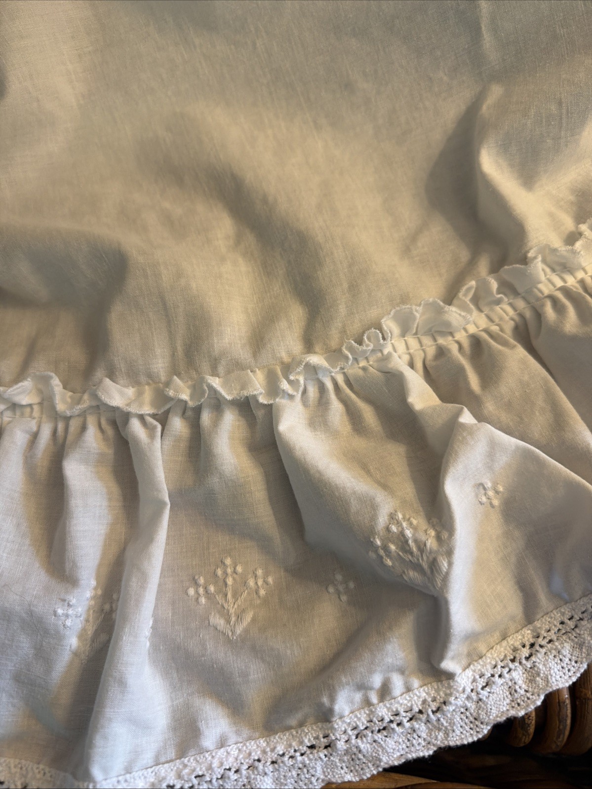 Vintage White Cotton Crochet Lace 2 Curtain Tiers Cottagecore 46 Wide x 46 Long