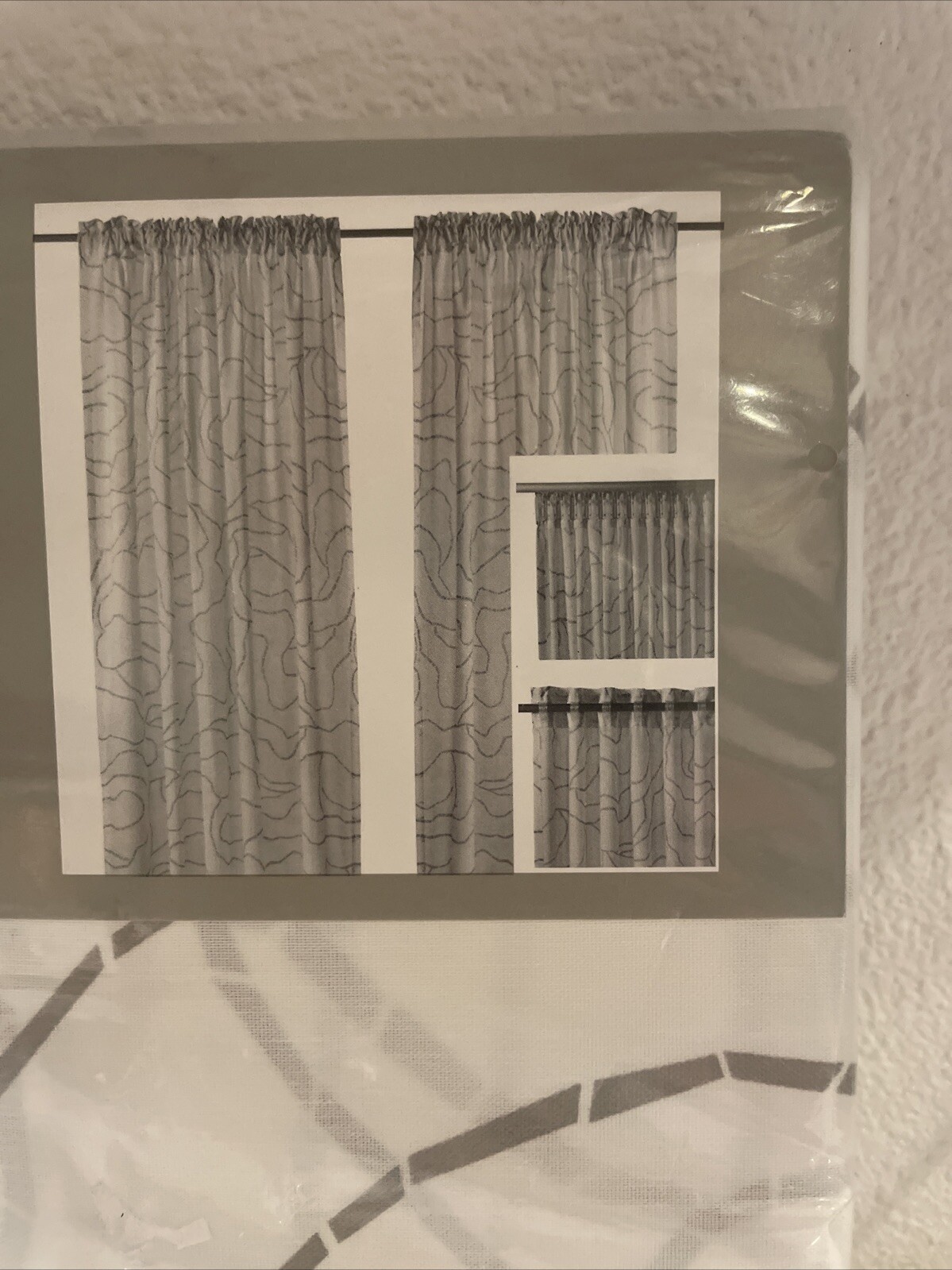Ikea FERLE Curtains 2 Panels (1 pair) 57″ x 98″ Geometric Gray / White NEW