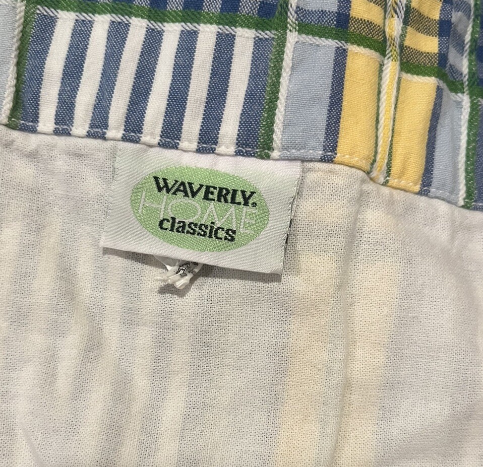 Waverly Home Classics Window Valance Blue Yellow Plaid 60” Scalloped