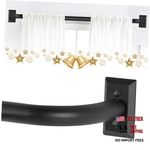 Black Wrap Around Curtain Rods 28 to 48 28-48″ ( 1pack ) Matte Black