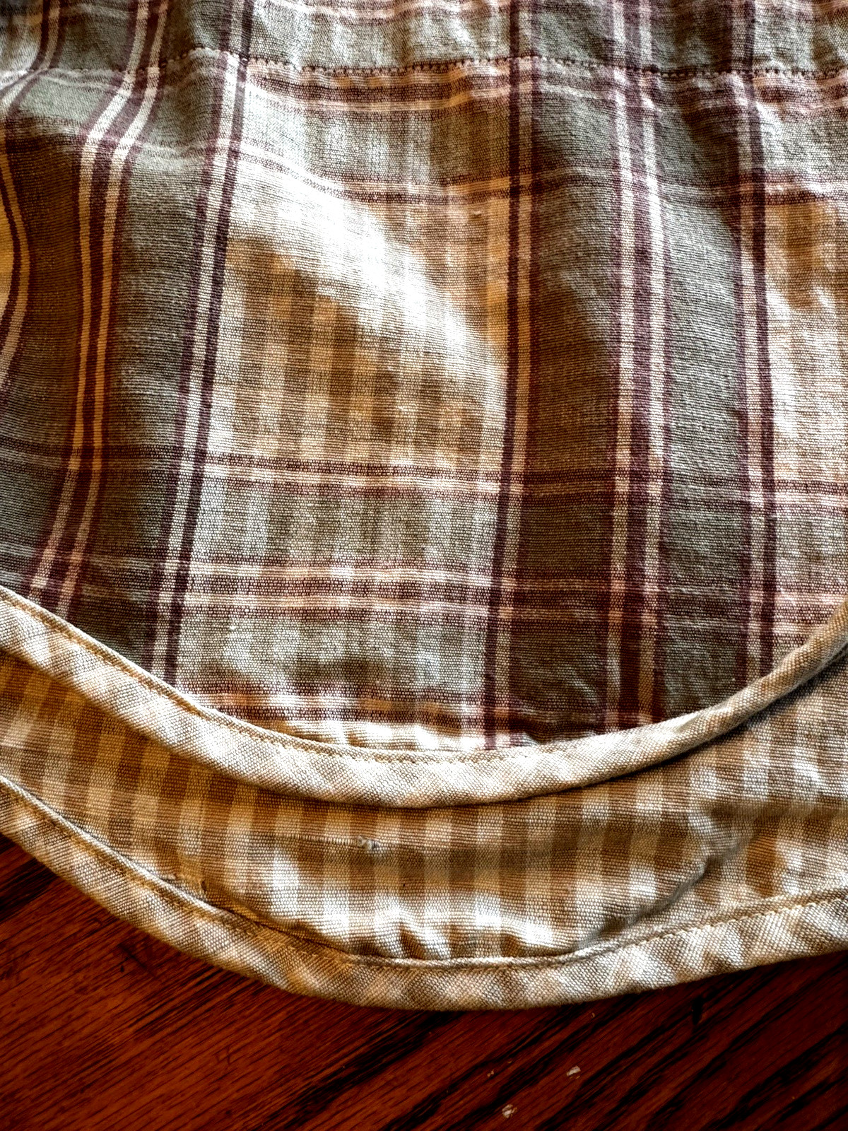 2 Waverly Window Valance Green Tan Check Plaid Print Layered Cotton 81X 16.5″ FS