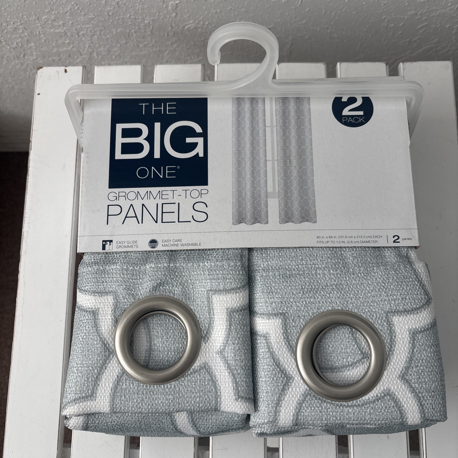 The Big One® Decorative Print Sage Trellis Window Curtains, 2 Panels 40W x 84L”