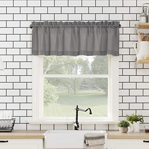 Martine Microfiber Semi-Sheer Rod Pocket Kitchen 45″W x 54″L (Pack of 3) Grey