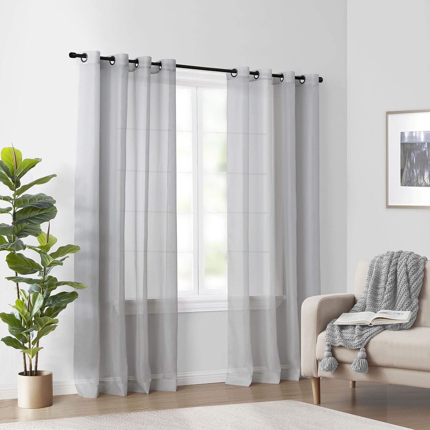 NEW Sheer Voile Grommet Window Curtain Odor Neutralizing Bedroom Living Room Pan