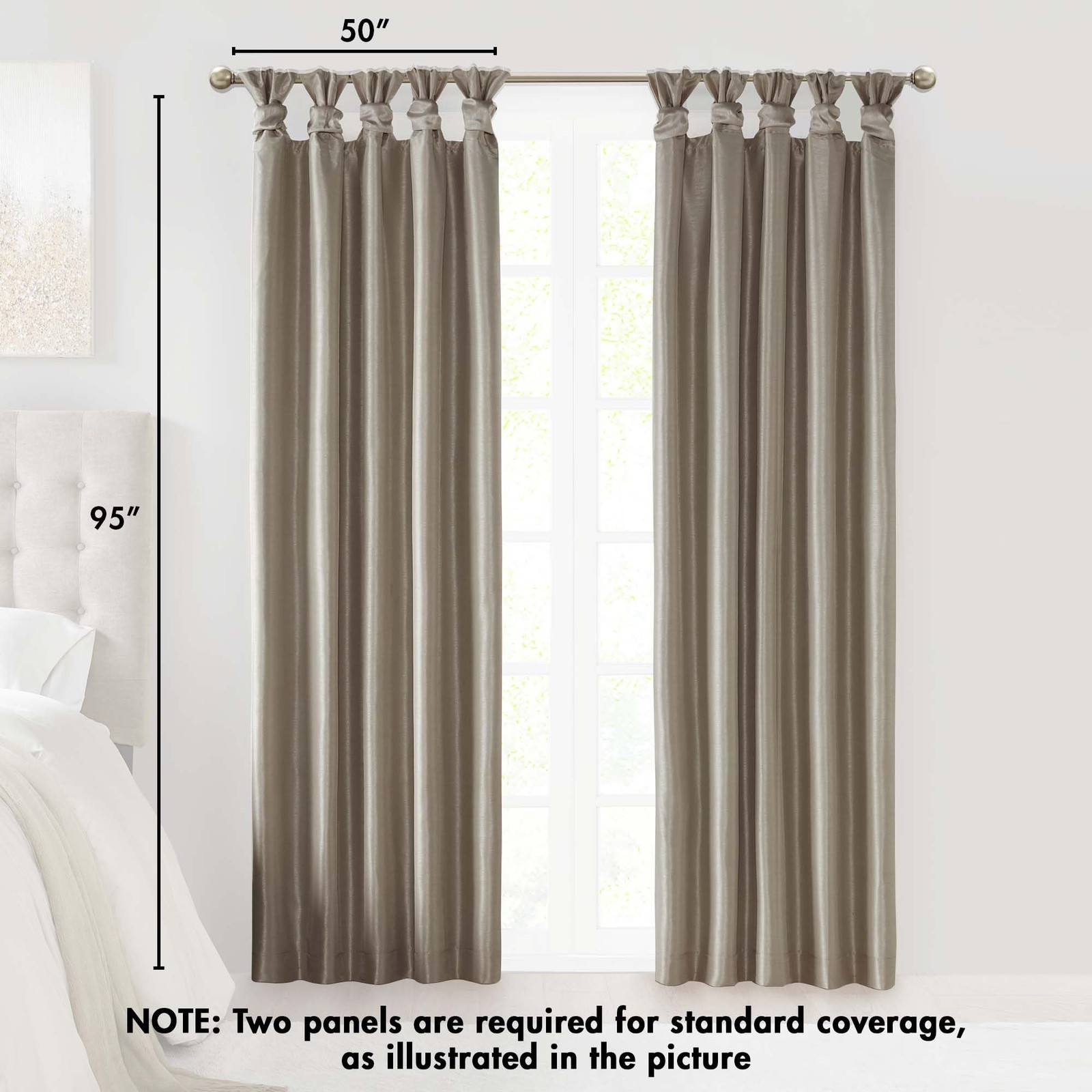 Madison Park Emilia Total Blackout Curtain 95″L x 50″W Pewter Twist Tab Top