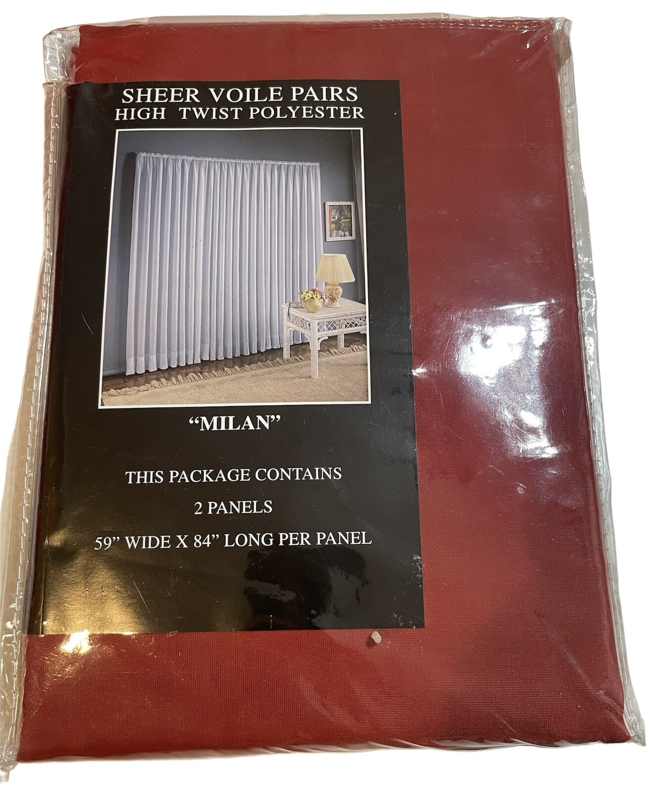 United Curtain MILAN 59″ X 84″ Red Sheer Voile Panels