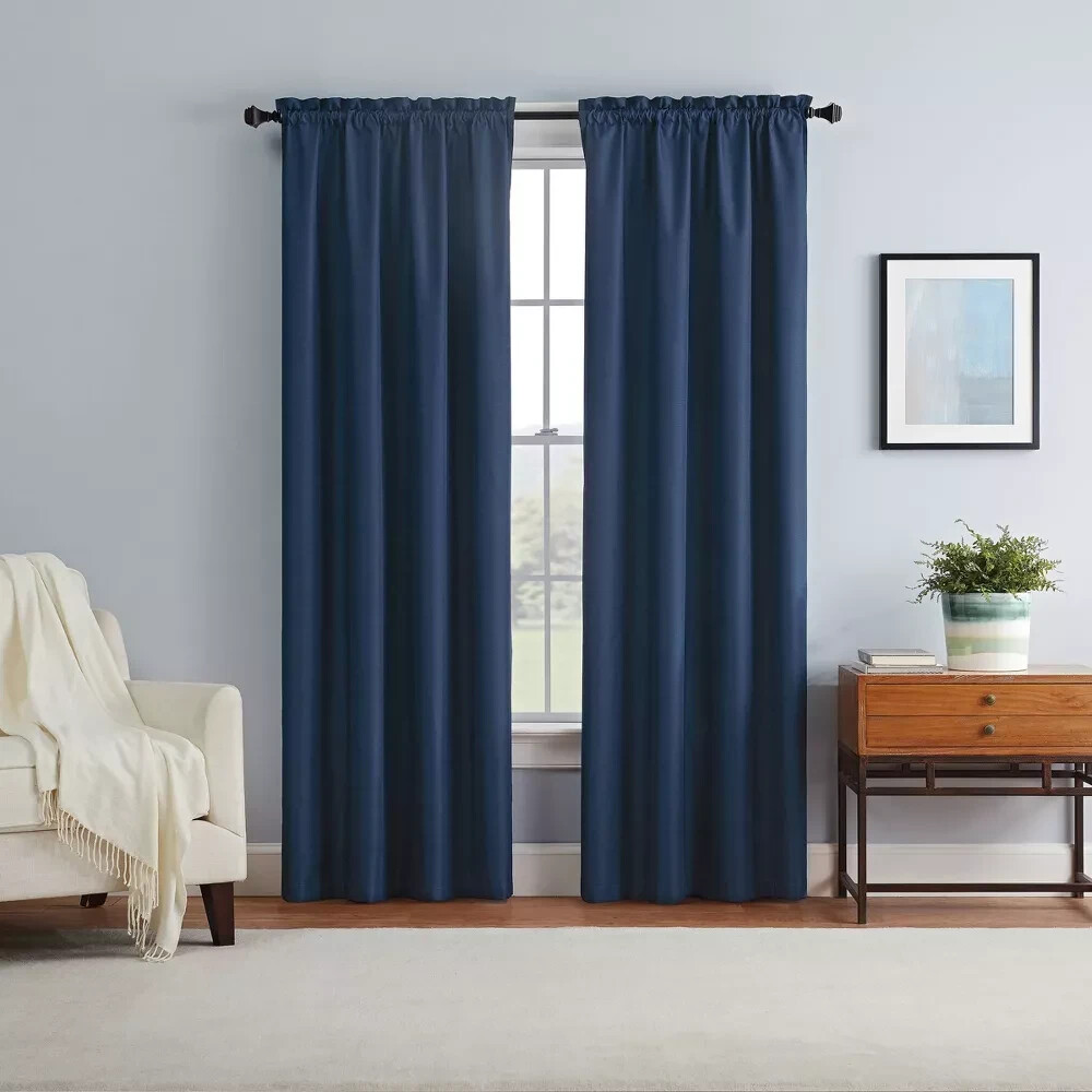 ⚡1pc 42″x63″ Blackout Braxton Thermaback Window Curtain Panel NavyBlue – Eclipse