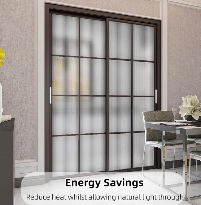 Privacy Window Film ~ Window Sticker ~ 17.7″ x 78.7″ ~ FROSTED GLASS ~ REEDED