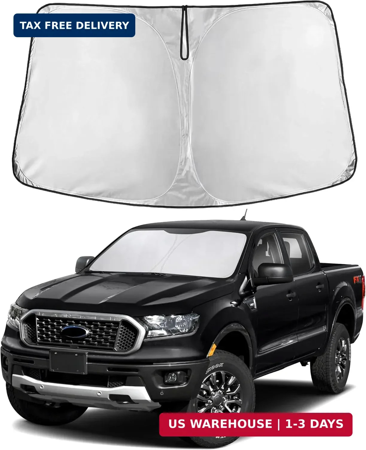 EcoNour Windshield Sunshade Compatible for Ford Ranger 2019-2024 2025 2026, Sun