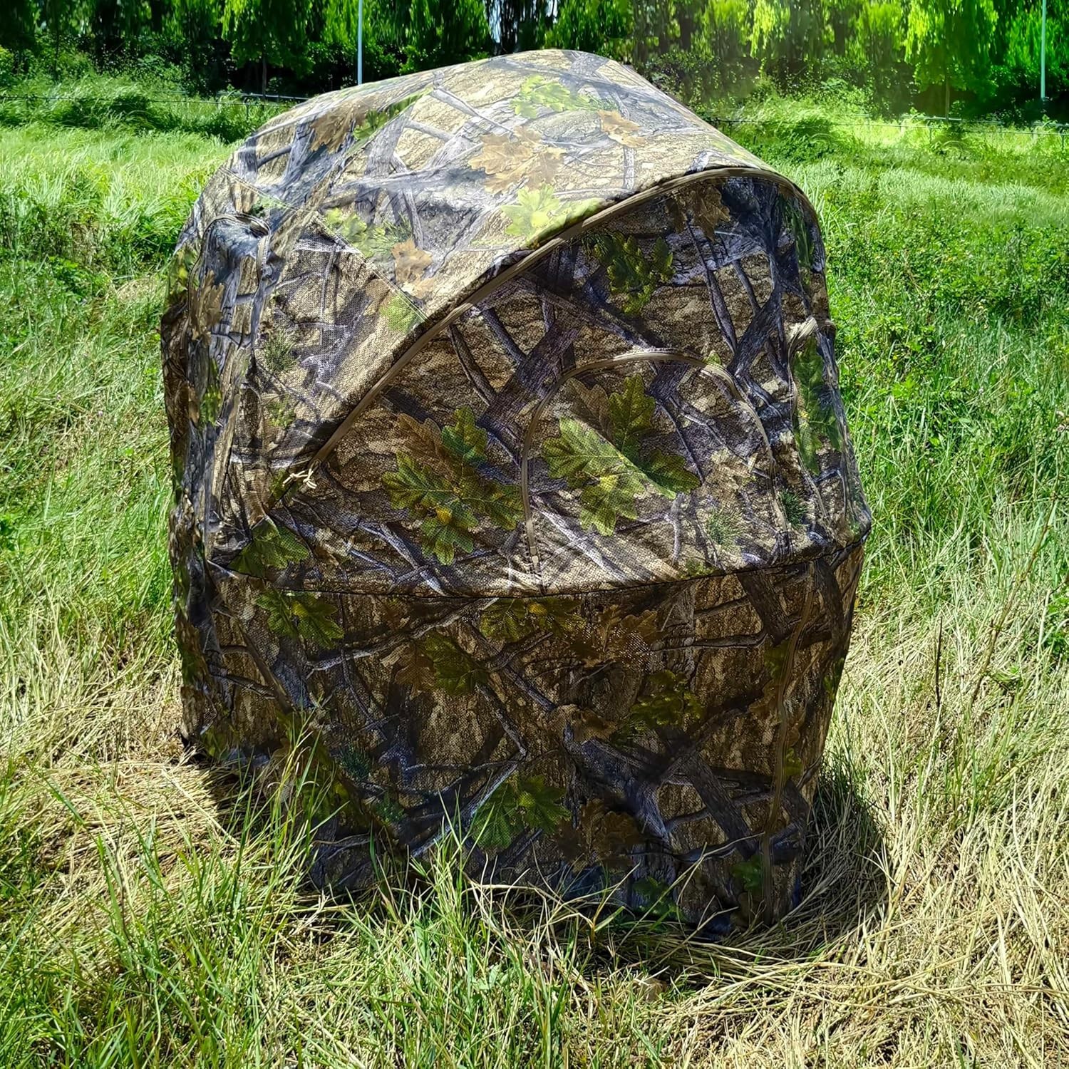 2-Person See-Through Hunting Ground Blind with Dual Built-In Chairs FREE SHIP US