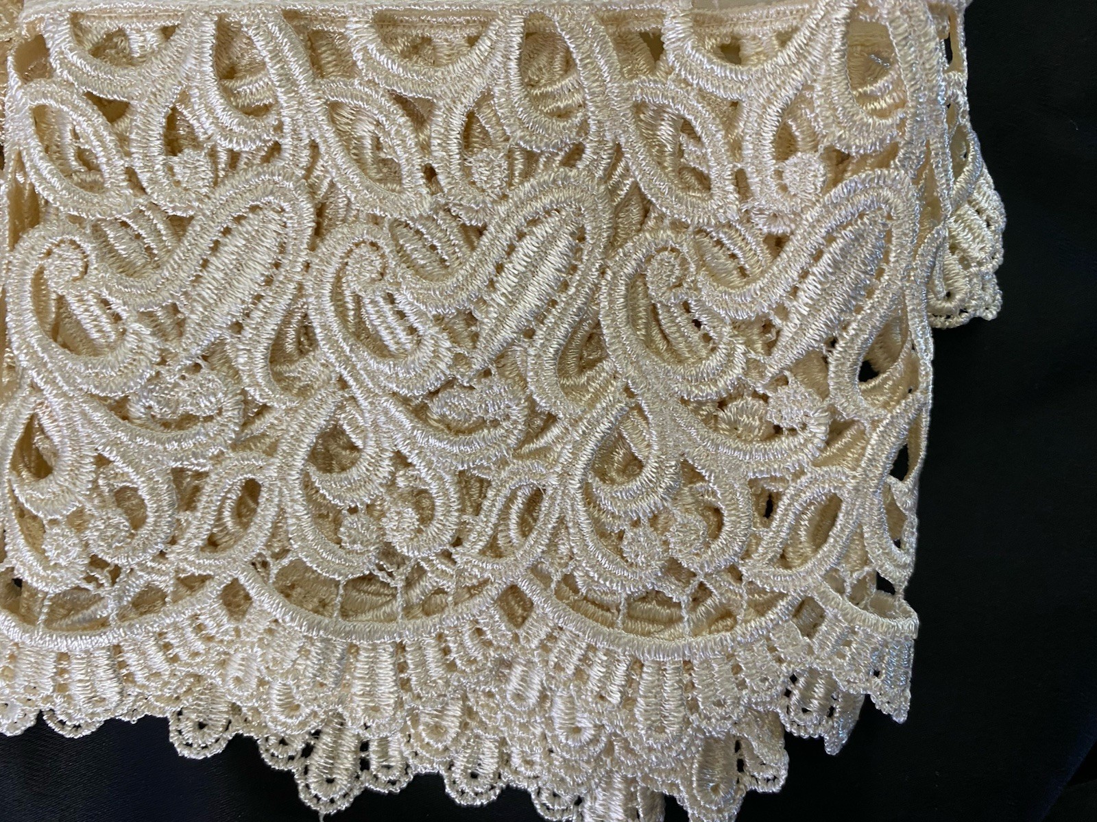 6 Ivory Lace Valance & 1 Pair Of Curtains Peri Home Collections Made In Turkey