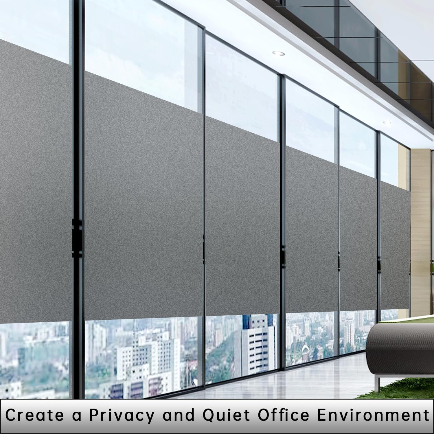 Static Cling Privacy Window Film UV Blocking Frosted Gray 78.74 x 23.64″ No Glue