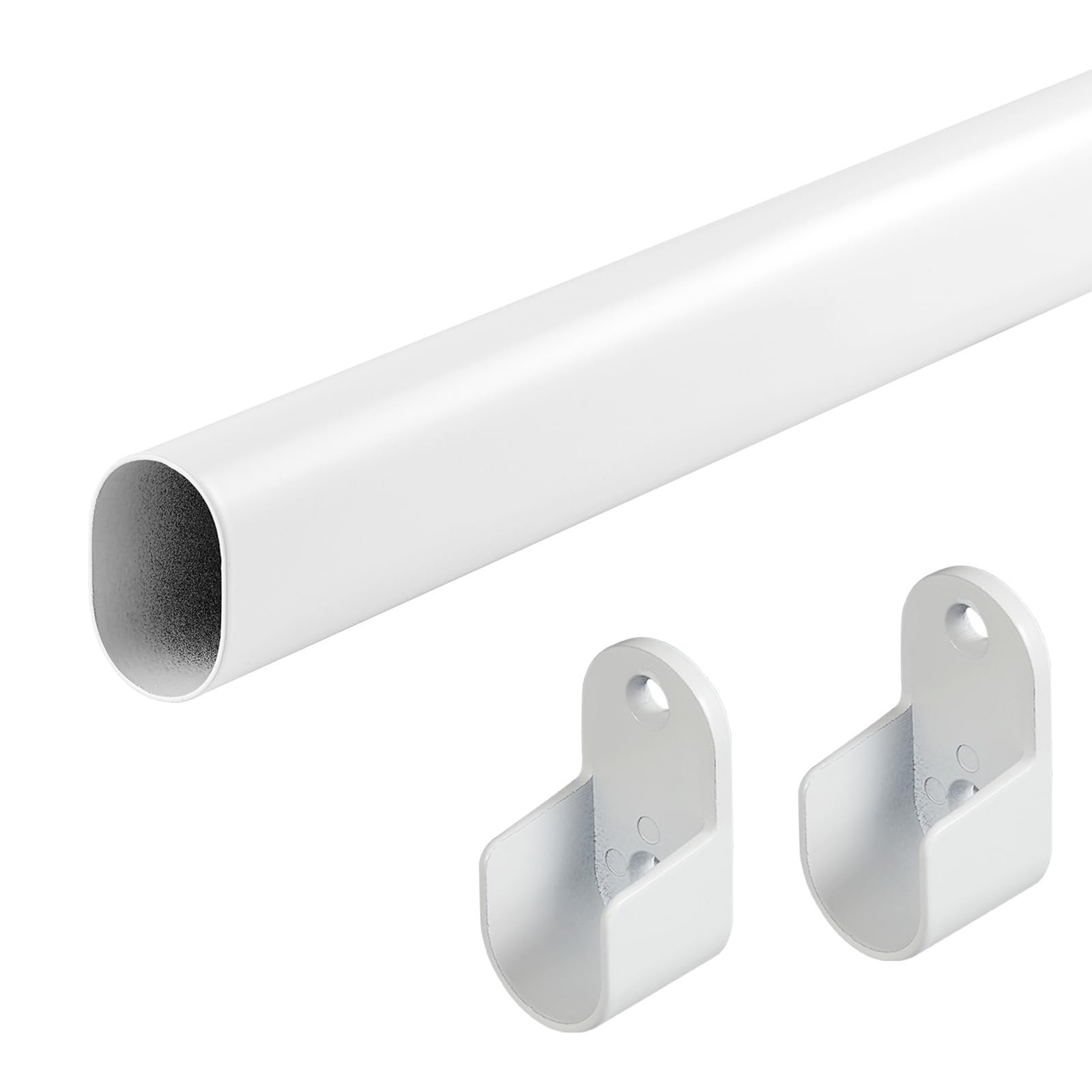 Oval Closet Rod for Hanging Clothes 18 to 52 Inch Adjustable with Snap Fasten…