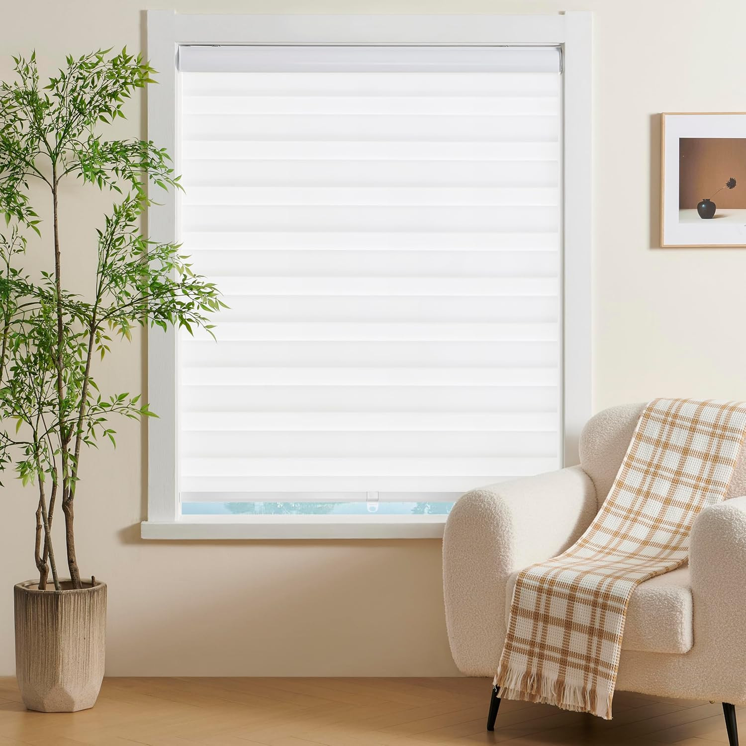 Cordless Zebra Blinds – Light Filtering Roller Shades for Home & Bathroom 32″x72