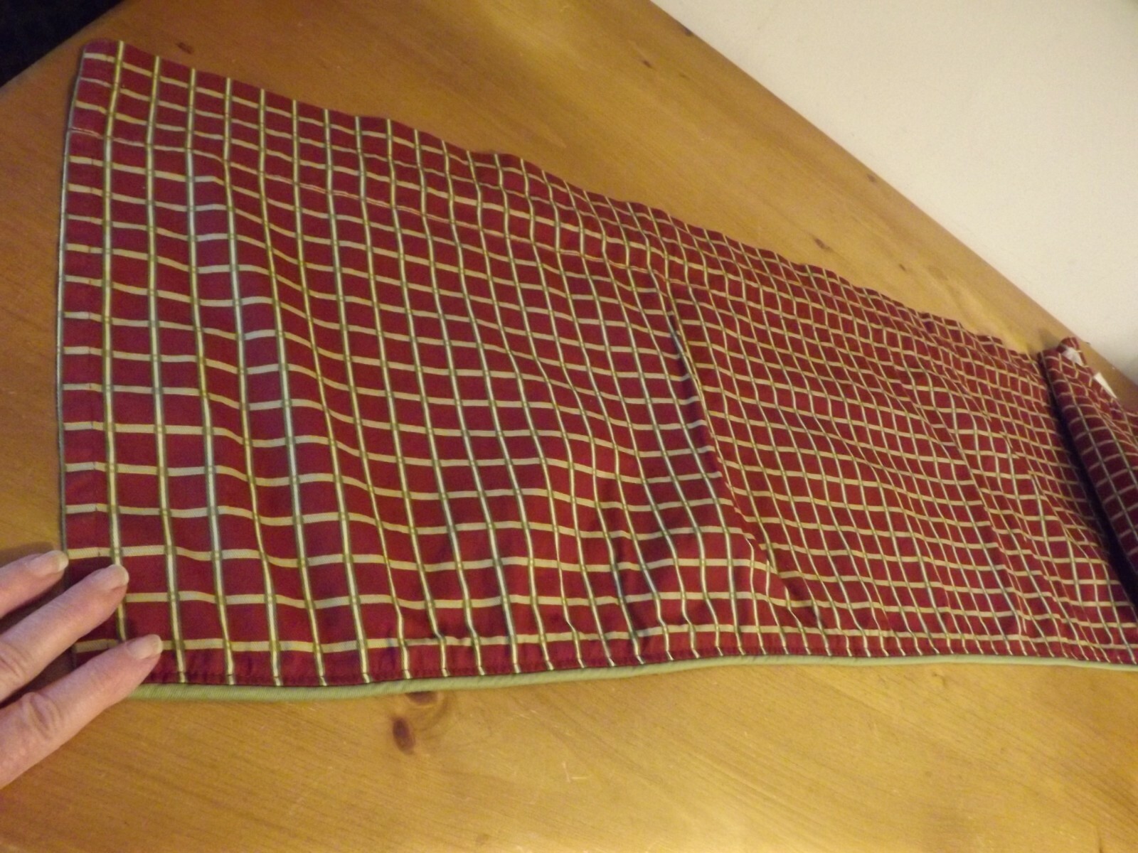 SPRINGS BURGANDY & GREEN windowpane VALANCE 58Wx14″ 3 available