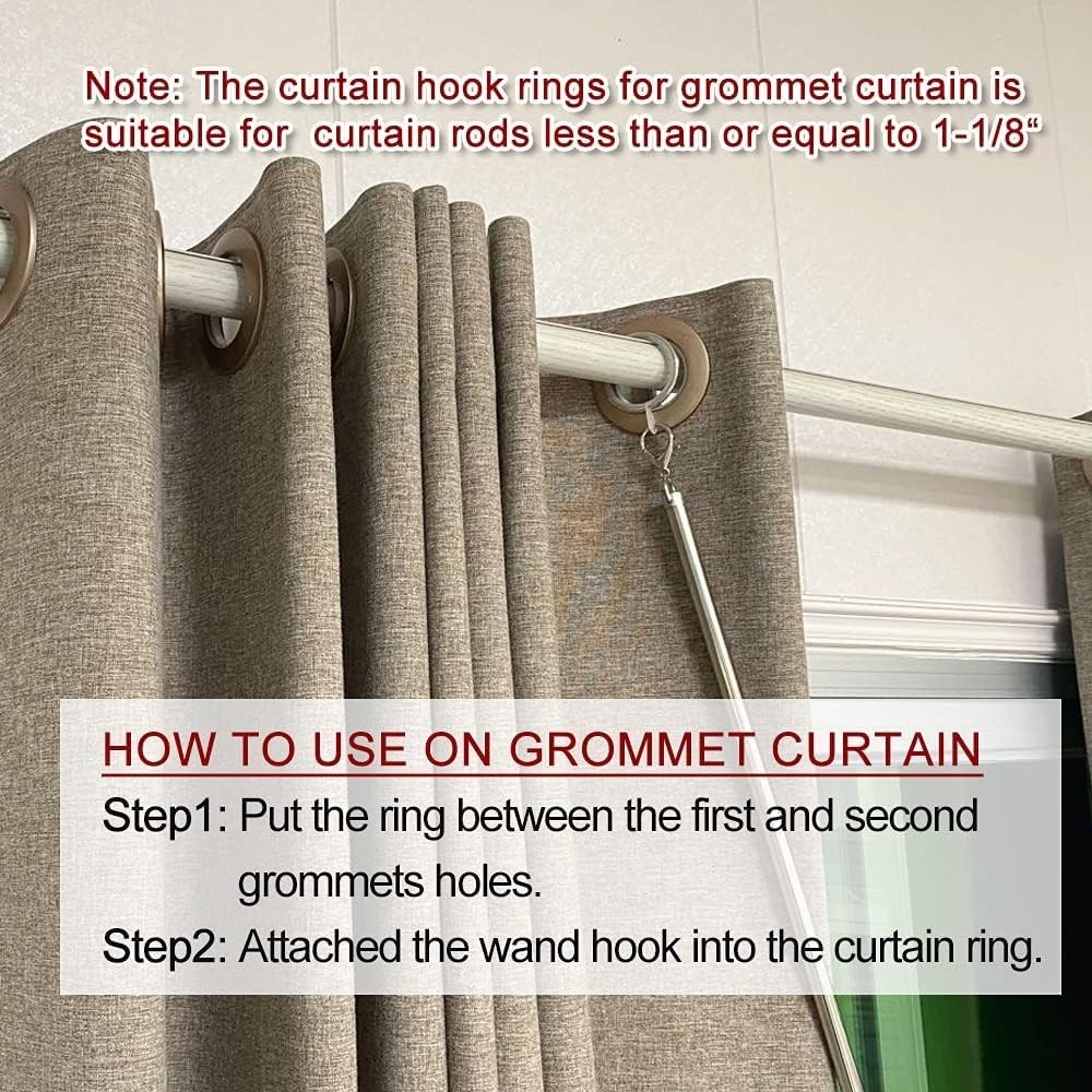 Curtain Pull Rod Set 2 Pack Acrylic Invisible Wardrobe Drapery Grommet Curtain