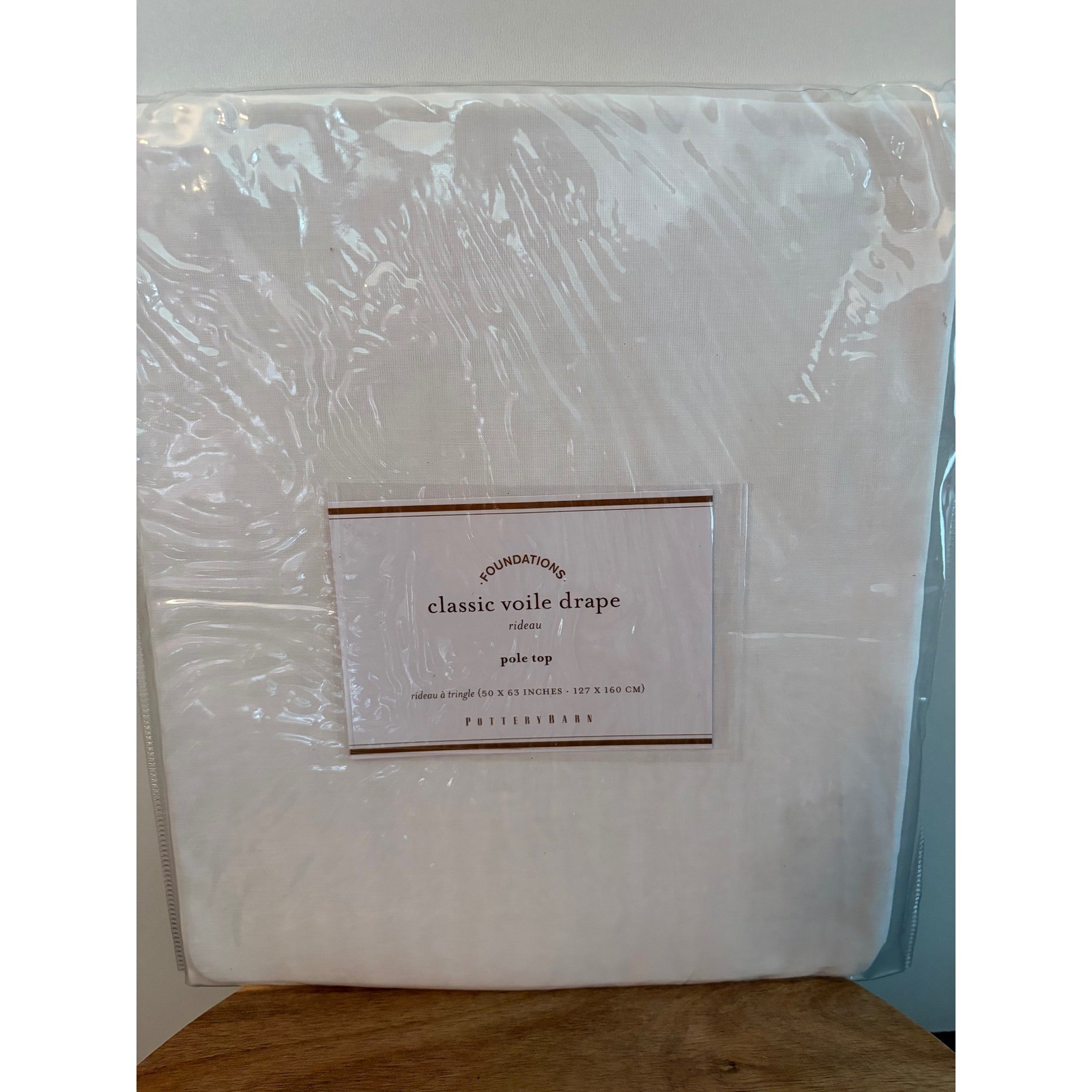 Pottery Barn Foundations Classic Voile Drape Pole Top 50 x 63 Alabaster NEW