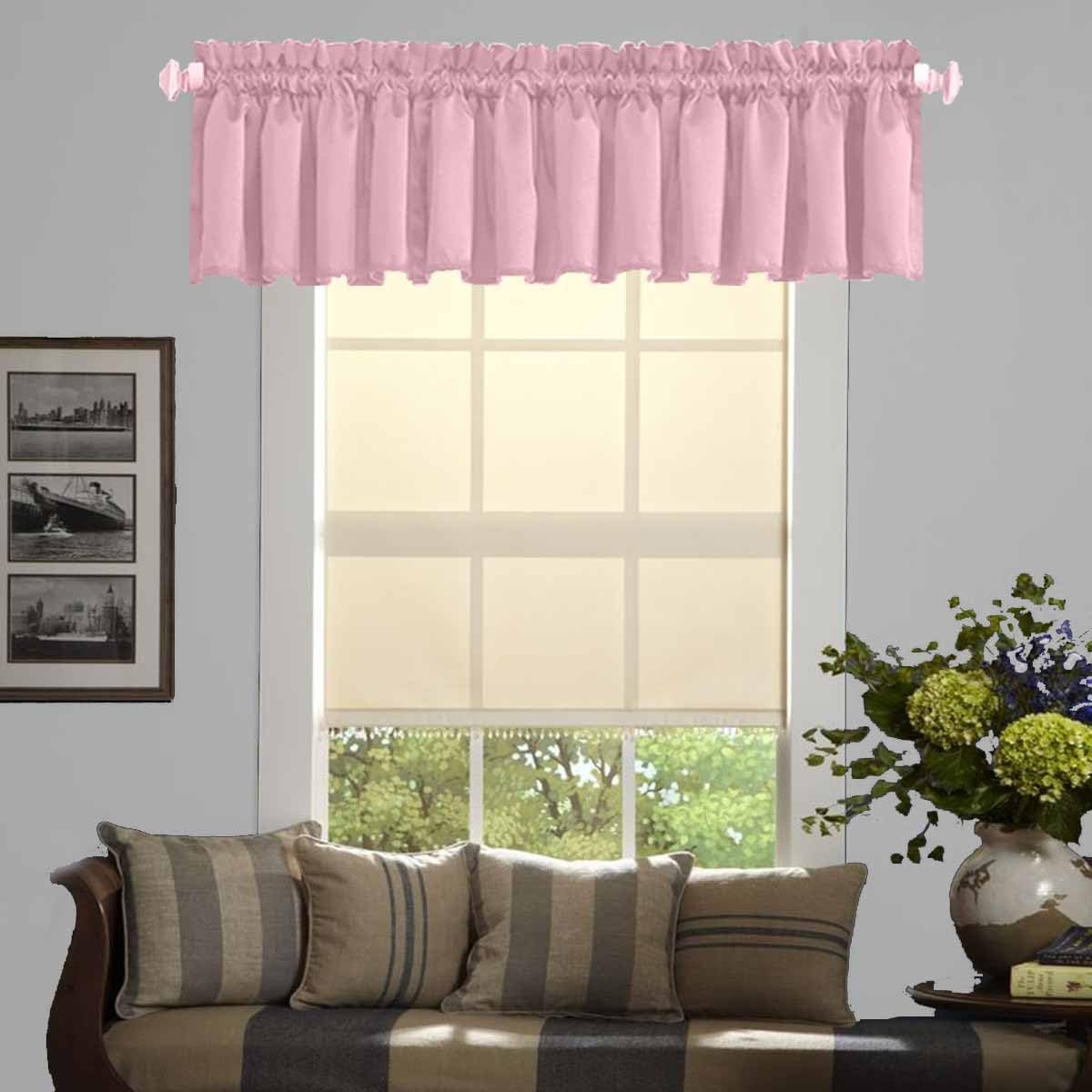 Pink Room Darkening Valance 52″ W x 18″ L for Kitchen or Living Room