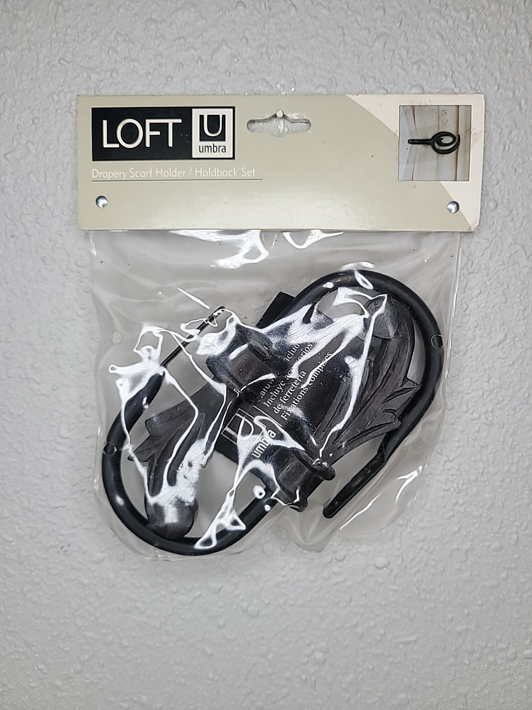 1Pair Of LOFT Umbra Drapery Scarf Holdback Set 2 pcs Espresso New Factory Sealed