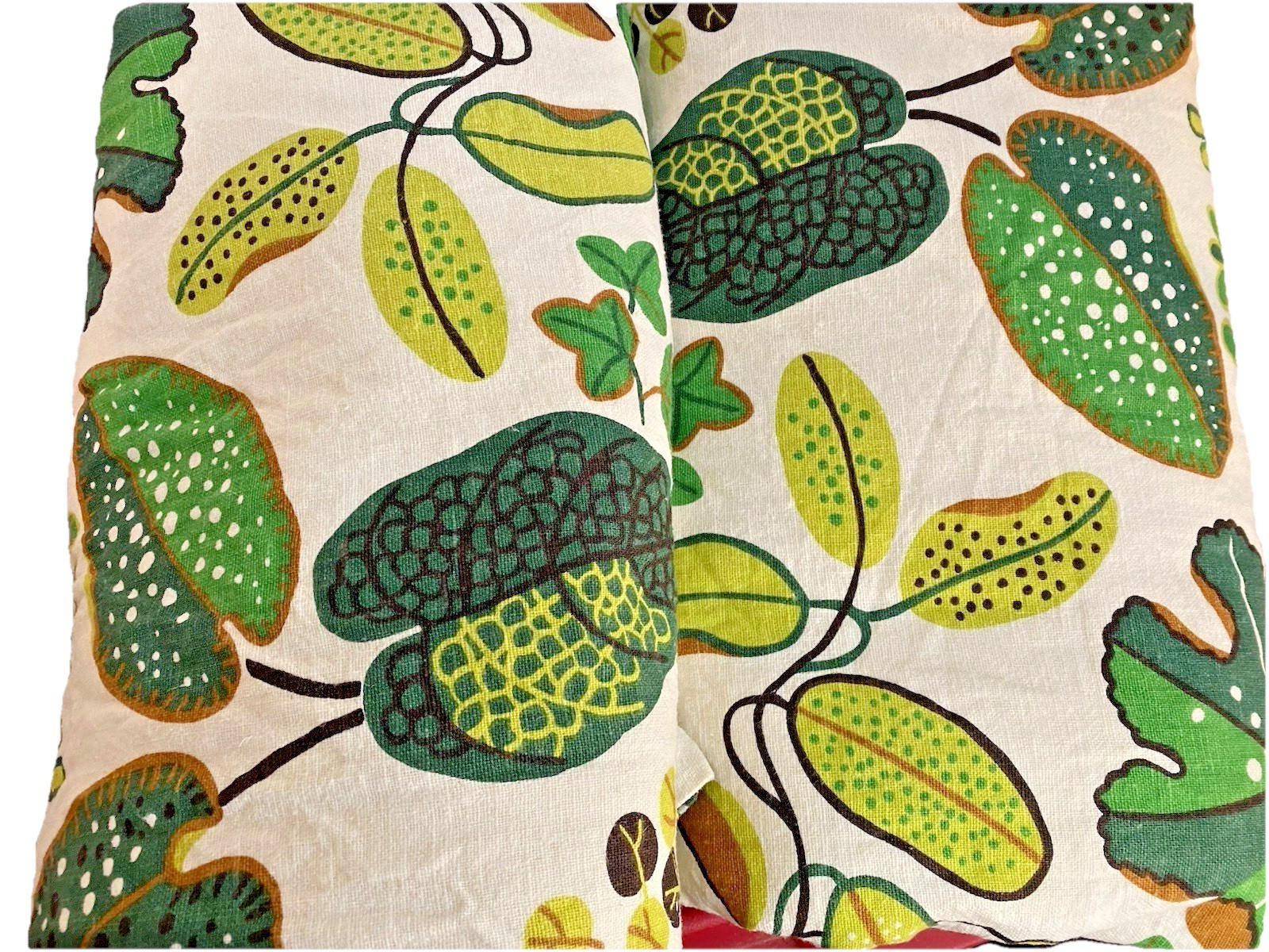 IKEA Curtains Pair Syssan Botanical Leaf Pattern White Green 57 X 96